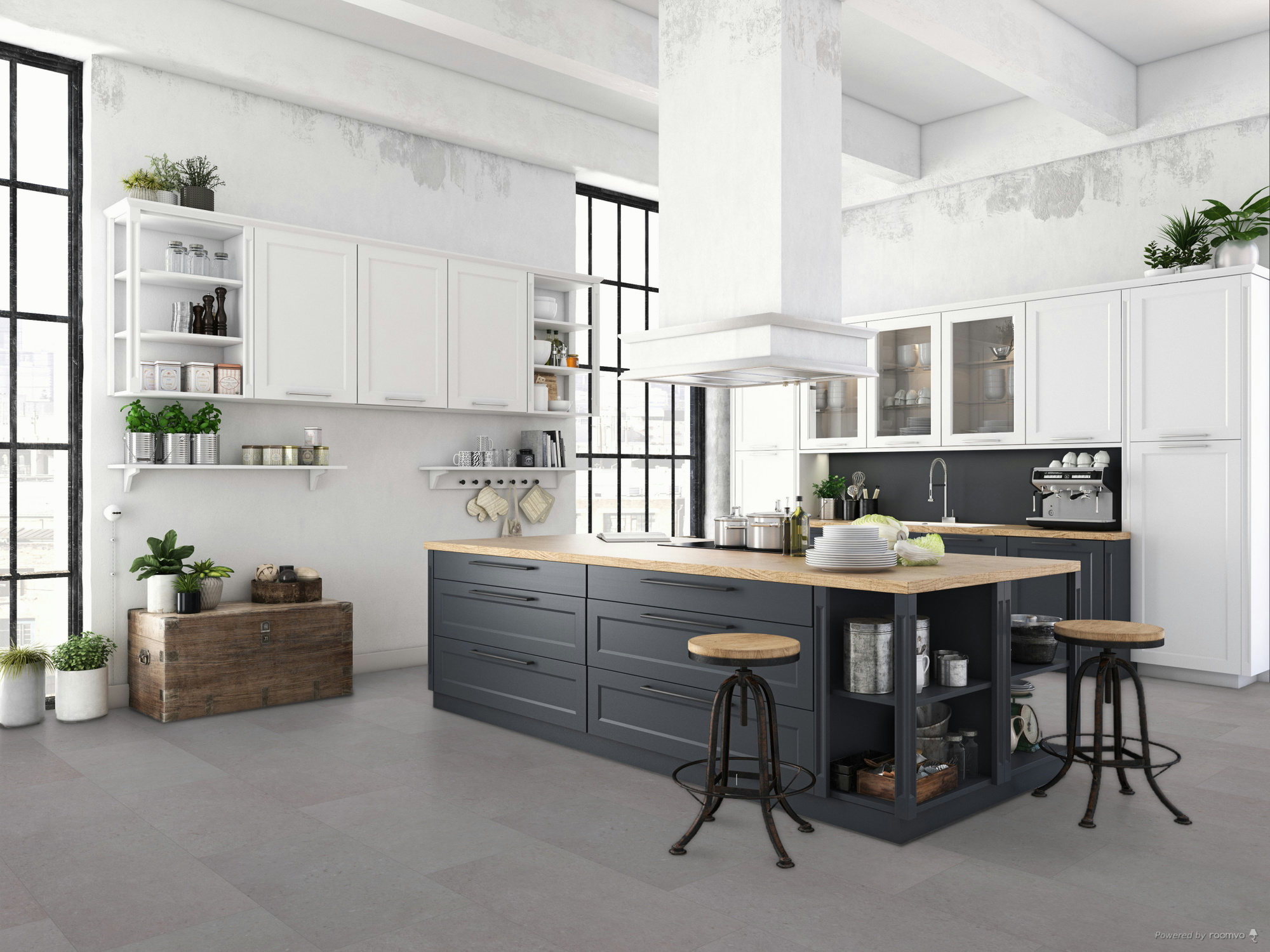 Milieubild Küche mit Küchenblock im englischen Stil - BerryAlloc Klebe-Vinyl Zenn Gluedown 55 Bali Milieubild Küche mit Küchenblock im englischen Stil - BerryAlloc 60002259