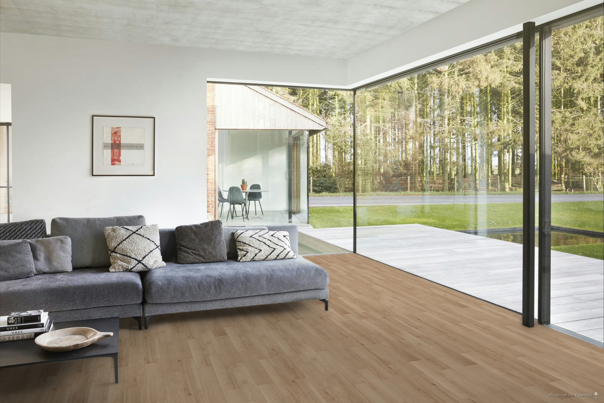 Milieubild Modernes Wohnzimmer mit Fensterfront - BerryAlloc Klebe-Vinyl Zenn Gluedown 55 Herringbone Orlando Milieubild Modernes Wohnzimmer mit Fensterfront - BerryAlloc 60002264