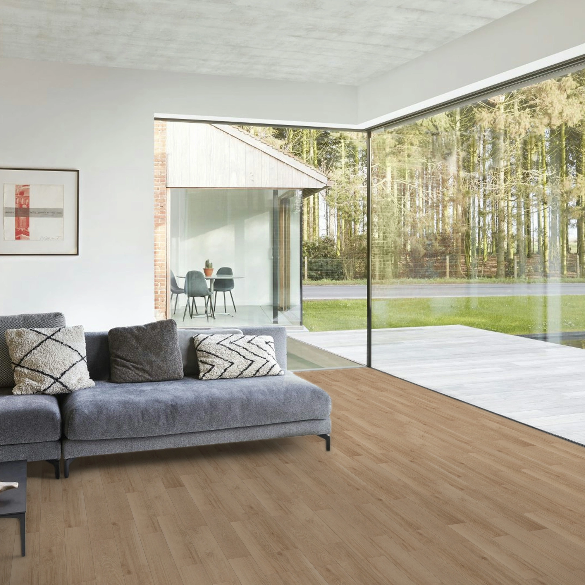 Milieubild Modernes Wohnzimmer mit Fensterfront - BerryAlloc Klebe-Vinyl Zenn Gluedown 55 Herringbone Orlando Milieubild Modernes Wohnzimmer mit Fensterfront - BerryAlloc 60002264