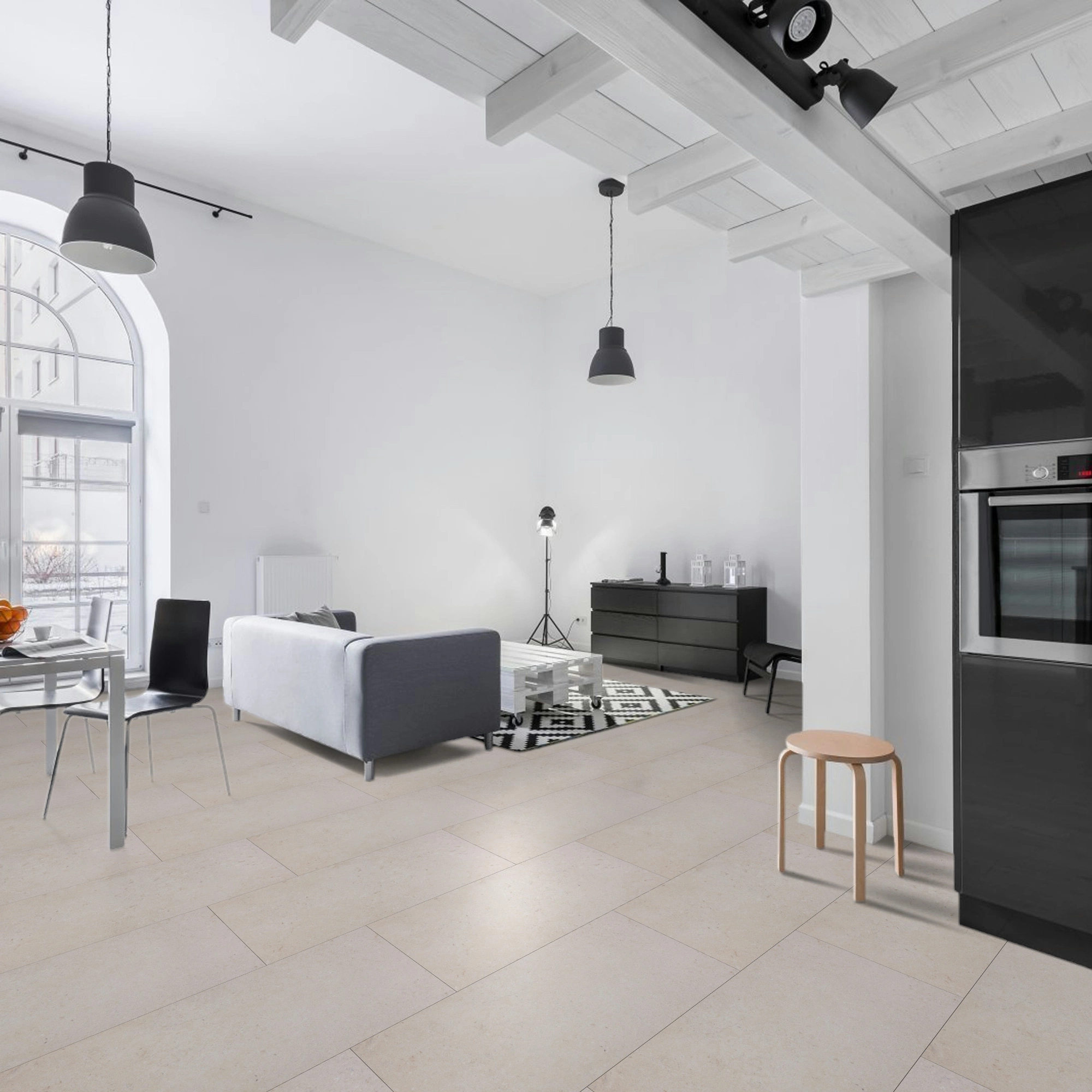 Milieubild Wohnzimmer mit Essbereich - BerryAlloc Klebe-Vinyl Zenn Gluedown 55 Delhi Milieubild Wohnzimmer mit Essbereich - BerryAlloc 60002258