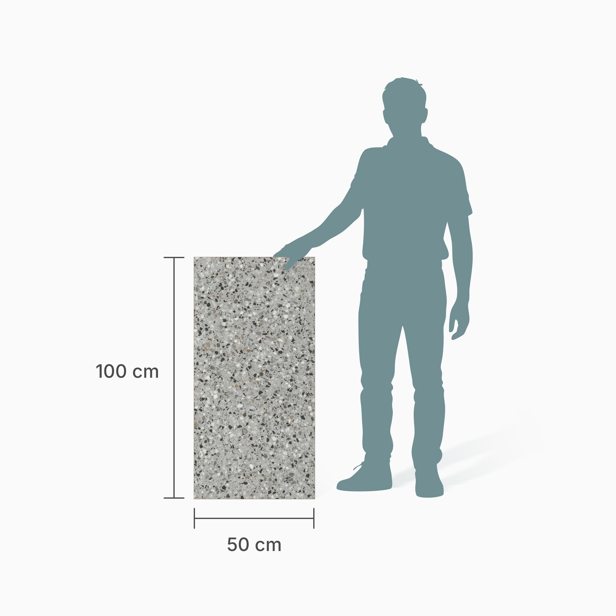 Größenverhältnis - wineo Klebe-Bioboden PURLINE wineo 1500 stone XL Venice Terrazzo Grey Größenverhältnis - wineo PL15413SXL