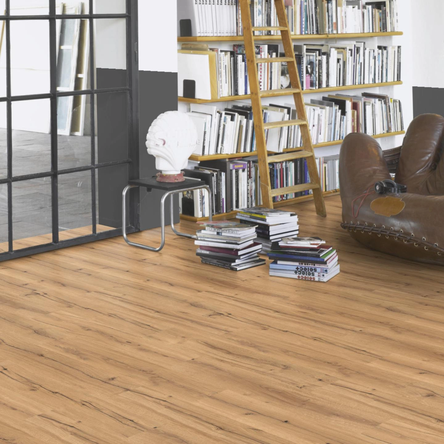 Milieubild Modernes Wohnzimmer mit Atelier - Parador Laminat Basic 400 Eiche Chronicle Milieubild Modernes Wohnzimmer mit Atelier - Parador 1744348