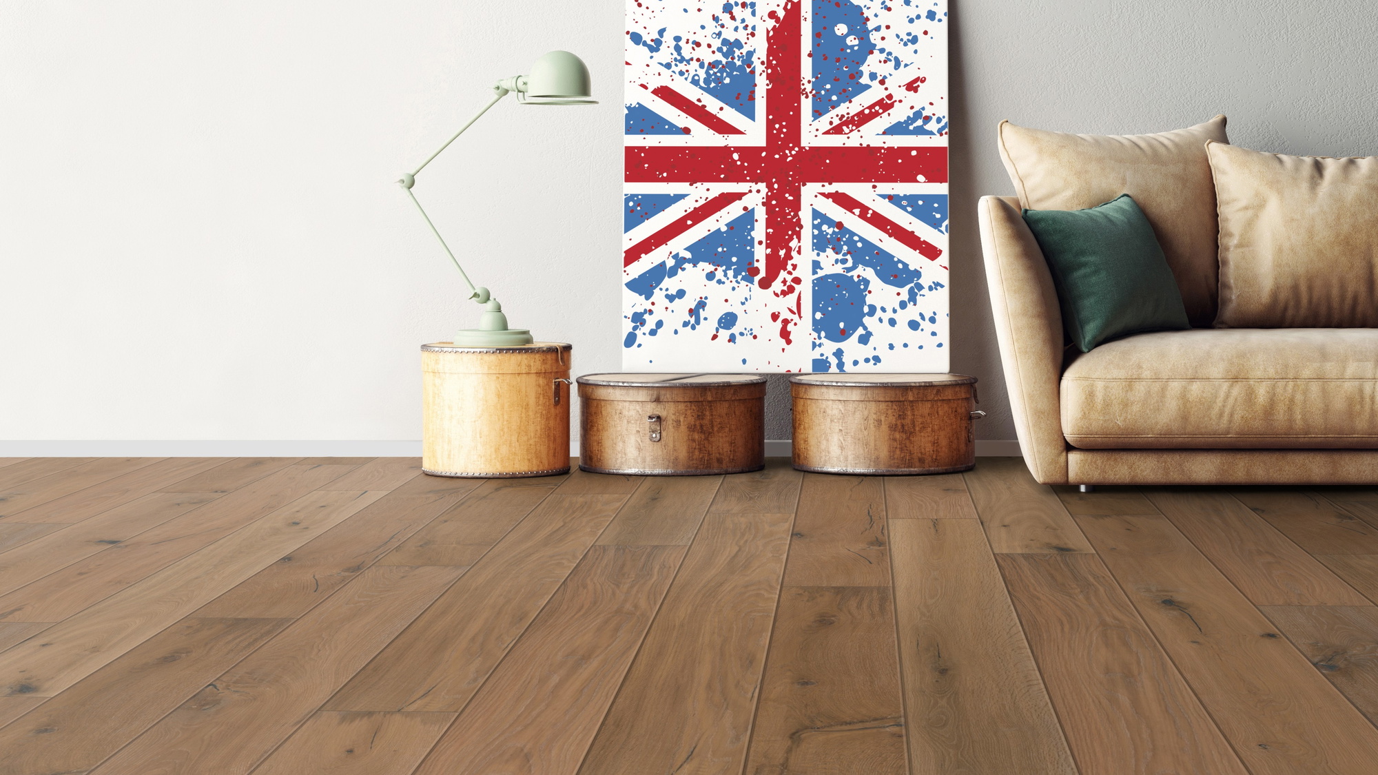 Milieubild Wohnzimmer mit Sofa - bodentiefe Perspektive - Bennett & Jones Parkett Britain's Finest Oak No.10 Armstrong Milieubild Wohnzimmer mit Sofa - bodentiefe Perspektive - Bennett & Jones 1148011909