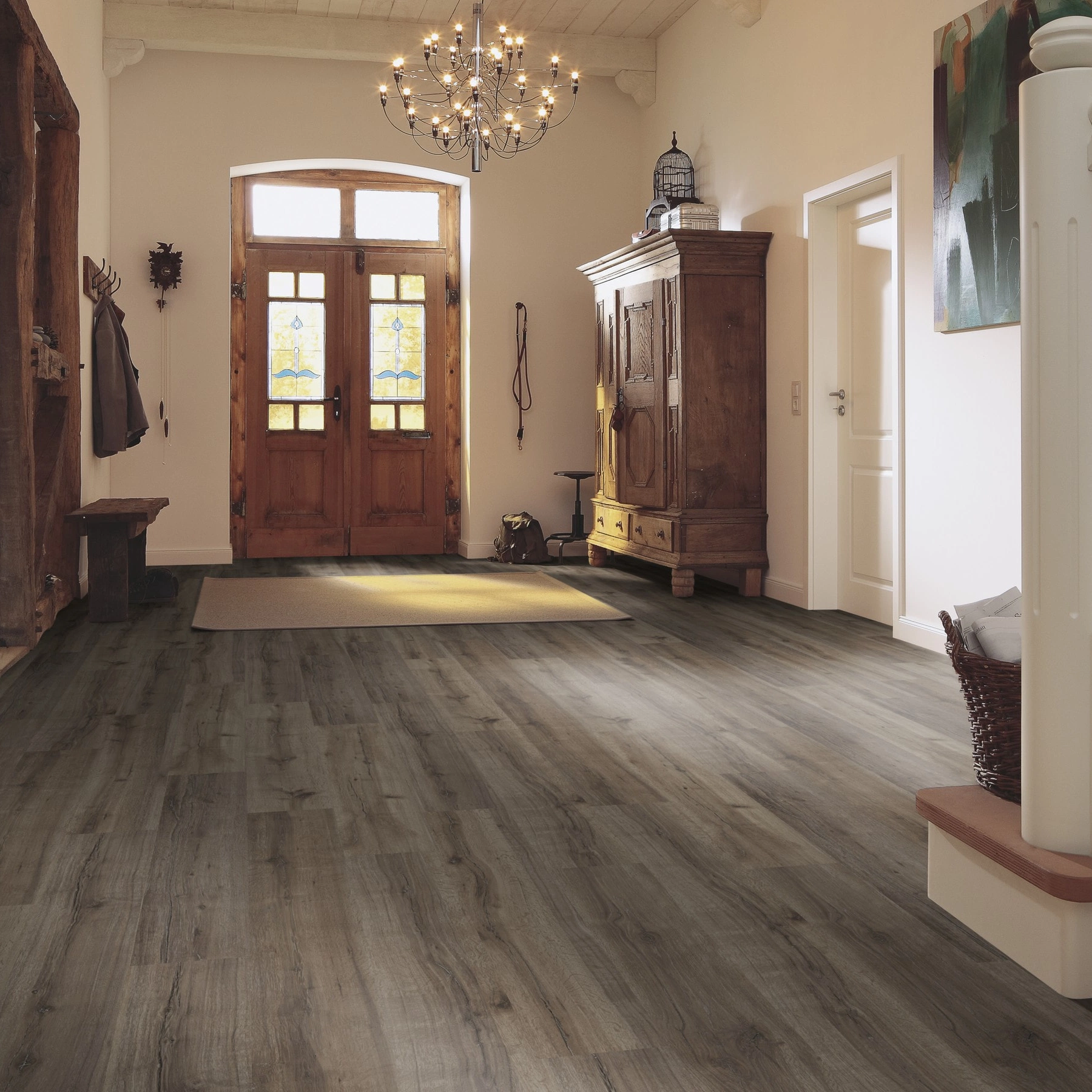 Milieubild Eingangsbereich mit Flur im Landhaus-Stil - MEISTER Laminat LC 55 Grey Oak Milieubild Eingangsbereich mit Flur im Landhaus-Stil - MEISTER 600012-1288198-06671