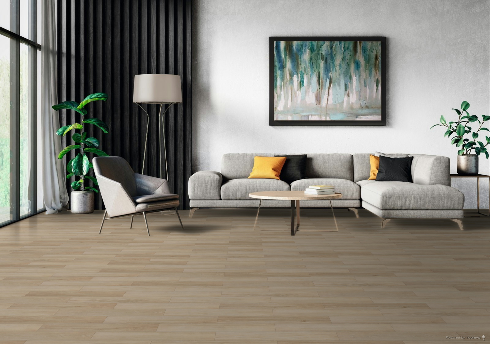 Milieubild Modernes Wohnzimmer mit Sessel und Sofa - BerryAlloc 60002262