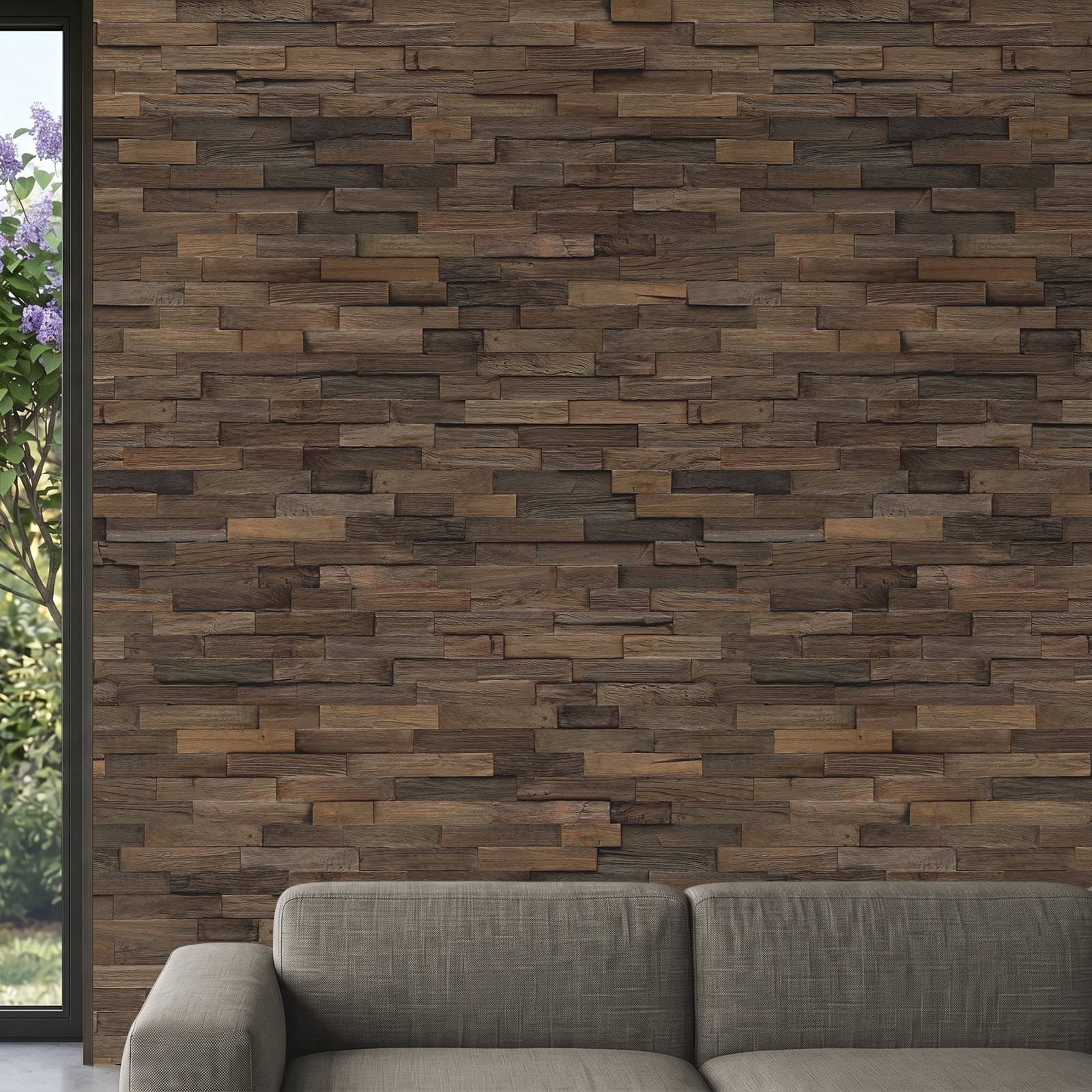 Perspektivische Ansicht - nexwall nature undefined Rimba Teak Burnt Brown Perspektivische Ansicht - nexwall nature NXWN-40020-003