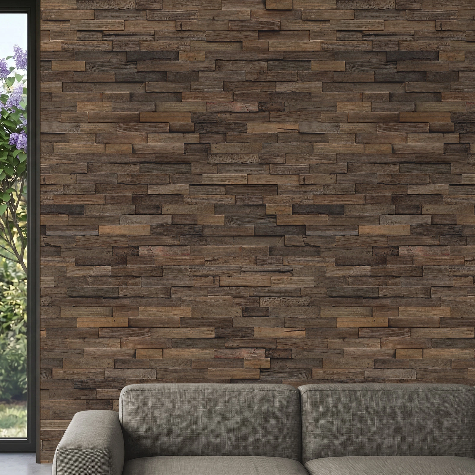 Perspektivische Ansicht - nexwall nature undefined Rimba Teak Burnt Brown Perspektivische Ansicht - nexwall nature NXWN-40020-003
