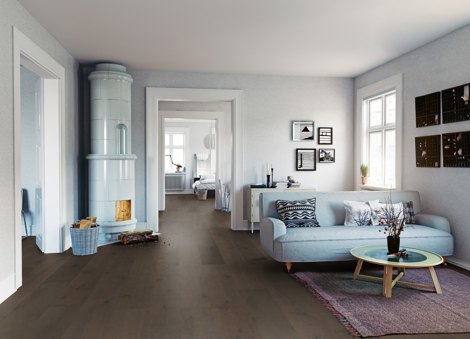 Milieubild Wohnzimmer mit Sofa und Kachelofen - ter Hürne 1101281117
