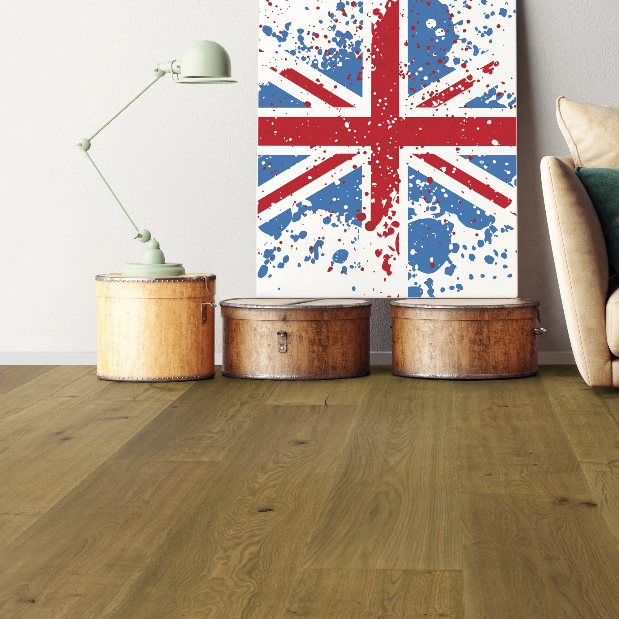 Milieubild Wohnzimmer mit Sofa - bodentiefe Perspektive - Bennett & Jones Parkett Grand Houses Oak No.17 Blenheim Milieubild Wohnzimmer mit Sofa - bodentiefe Perspektive - Bennett & Jones 1148012295