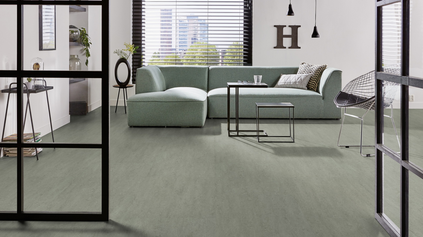 Forbo Flooring Linoleum Marmoleum Modular Neutral Cinder t3889