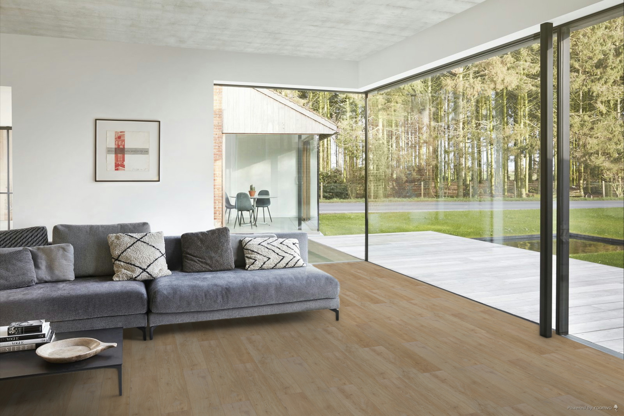 Milieubild Modernes Wohnzimmer mit Fensterfront - BerryAlloc Klebe-Vinyl Zenn Gluedown 55 Faro Milieubild Modernes Wohnzimmer mit Fensterfront - BerryAlloc 60002257