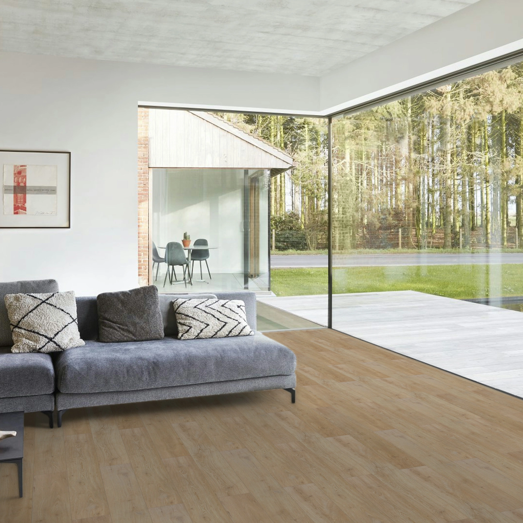 Milieubild Modernes Wohnzimmer mit Fensterfront - BerryAlloc Klebe-Vinyl Zenn Gluedown 55 Faro Milieubild Modernes Wohnzimmer mit Fensterfront - BerryAlloc 60002257