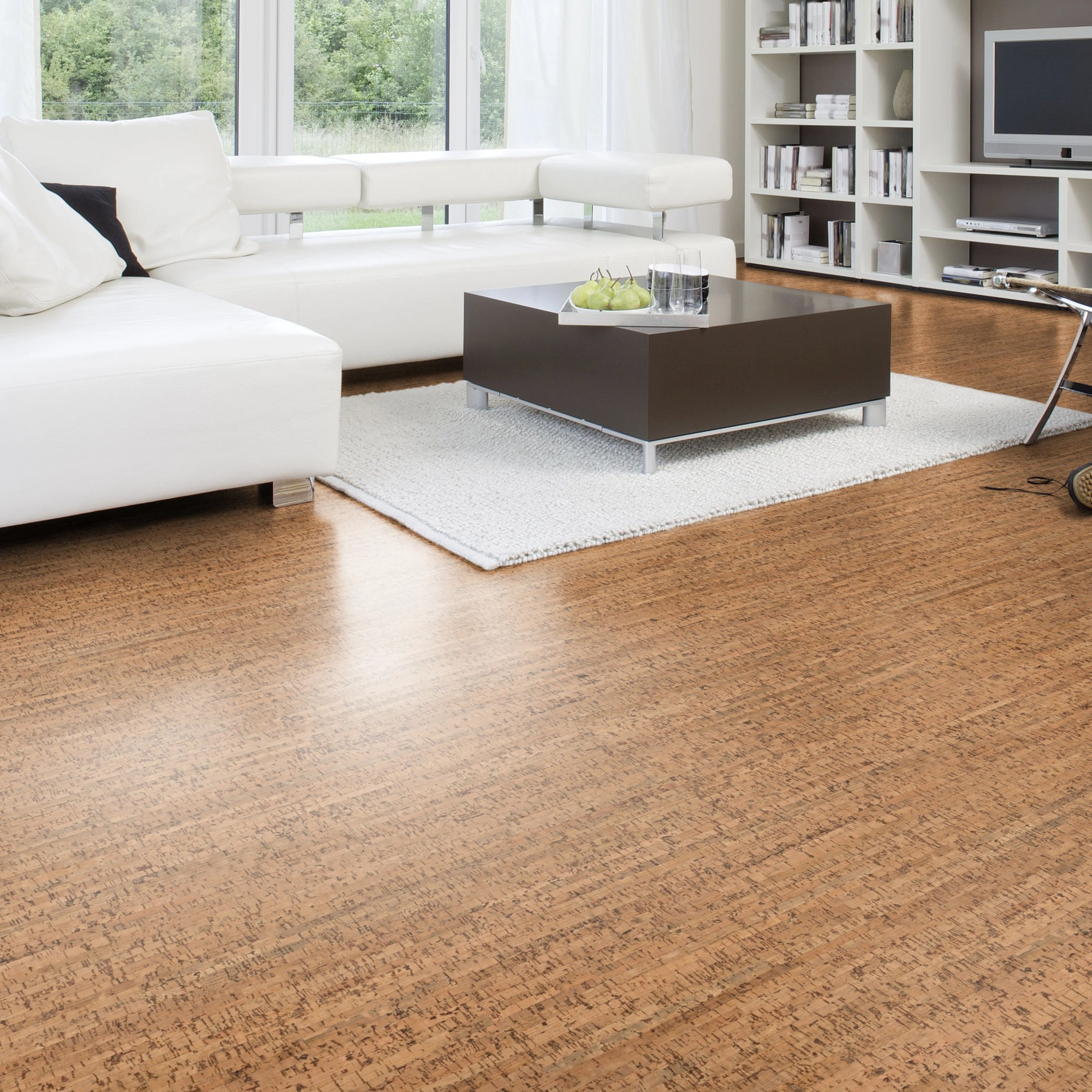 Milieubild Modernes Wohnzimmer mit Wohnlandschaft - Wicanders HDF Klick-Korkboden cork Essence Originals Character Milieubild Modernes Wohnzimmer mit Wohnlandschaft - Wicanders 80002238