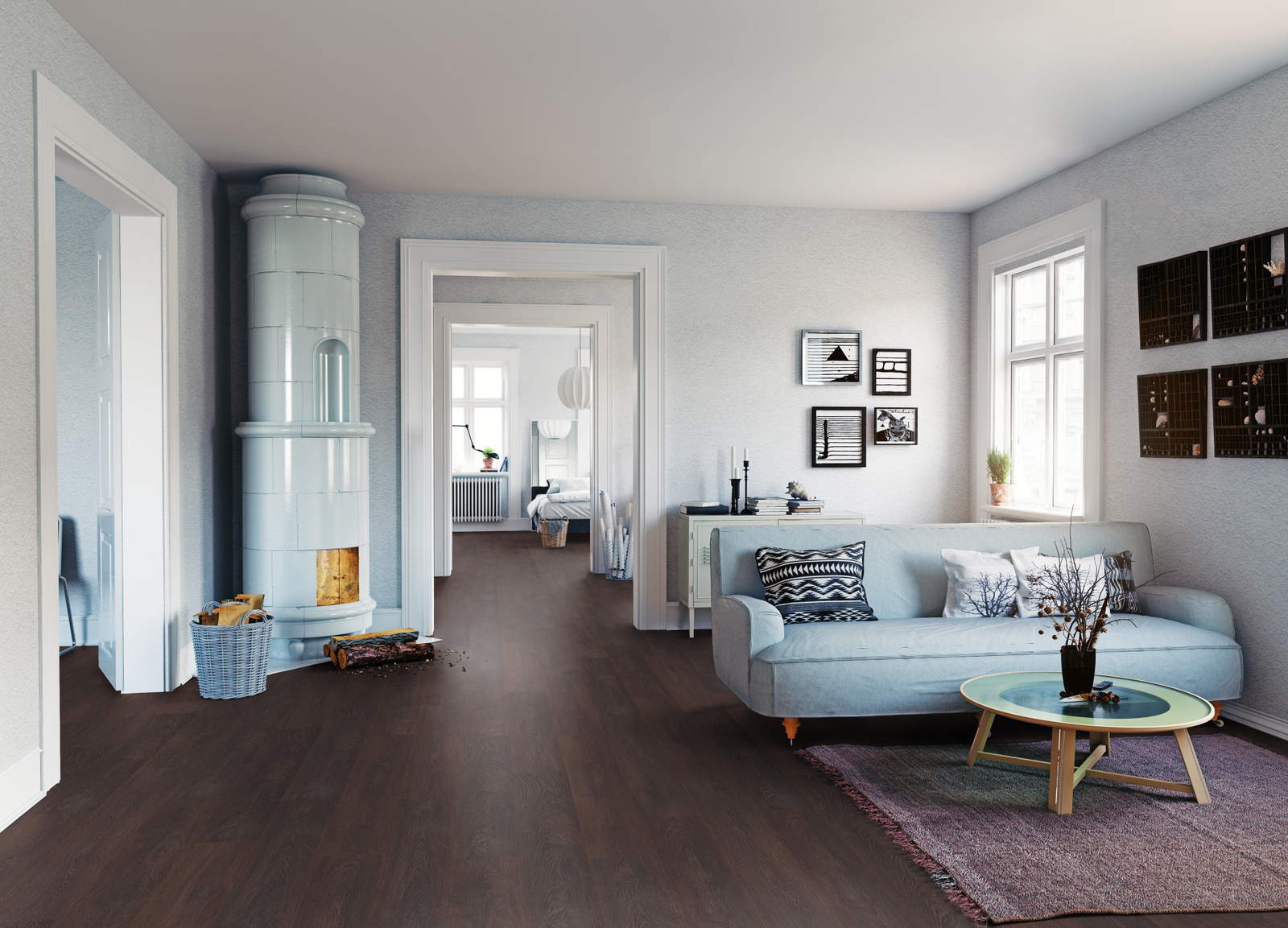 Milieubild Wohnzimmer mit Sofa und Kachelofen - ter Hürne 1101021842