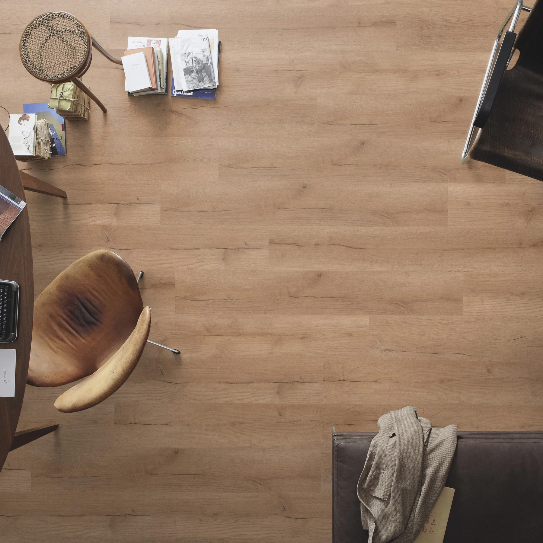 Milieubild Büro mit ovalem Tisch - Draufsicht - MEISTER Laminat LC 55 Nevado Oak Milieubild Büro mit ovalem Tisch - Draufsicht - MEISTER 600012-1288198-07147