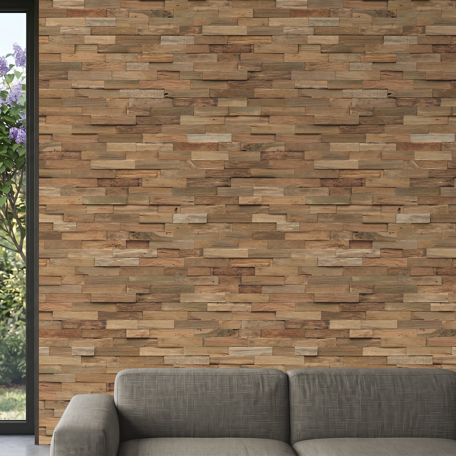Perspektivische Ansicht - nexwall nature undefined Rimba Teak Organic Perspektivische Ansicht - nexwall nature NXWN-40020-001