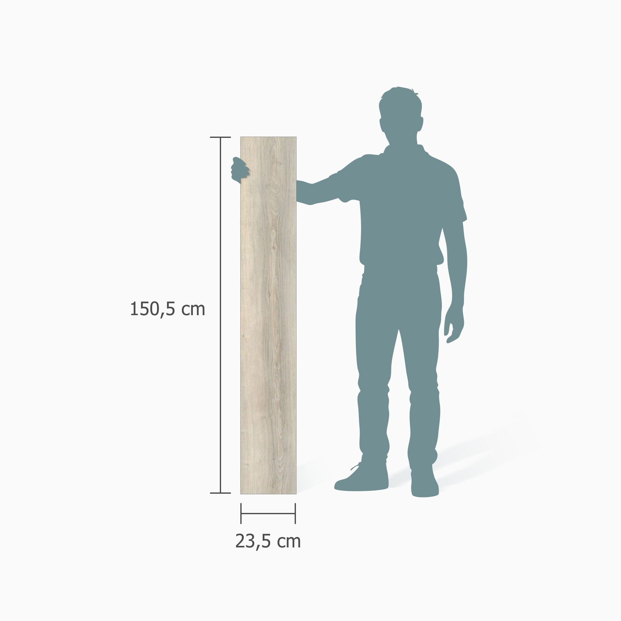 Größenverhältnis - wineo Klebe-Vinyl wineo 400 wood XL Easy Oak Greige Größenverhältnis - wineo DB288WXL