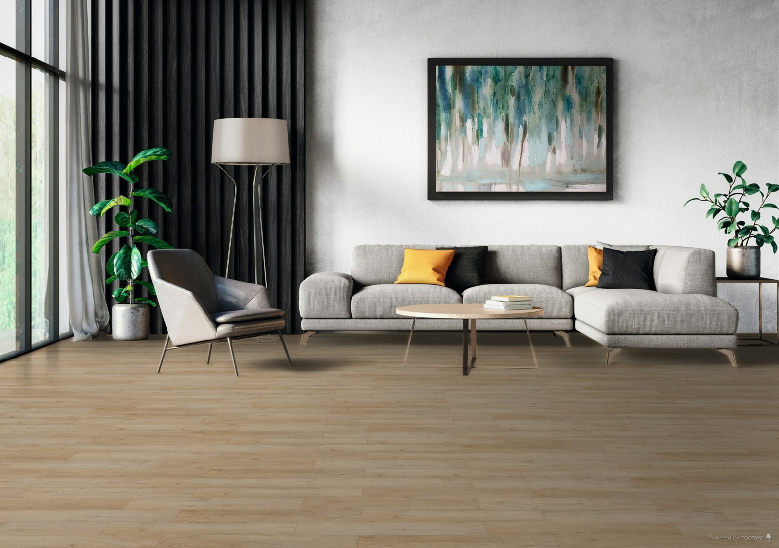 Milieubild Modernes Wohnzimmer mit Sessel und Sofa - BerryAlloc 60002269