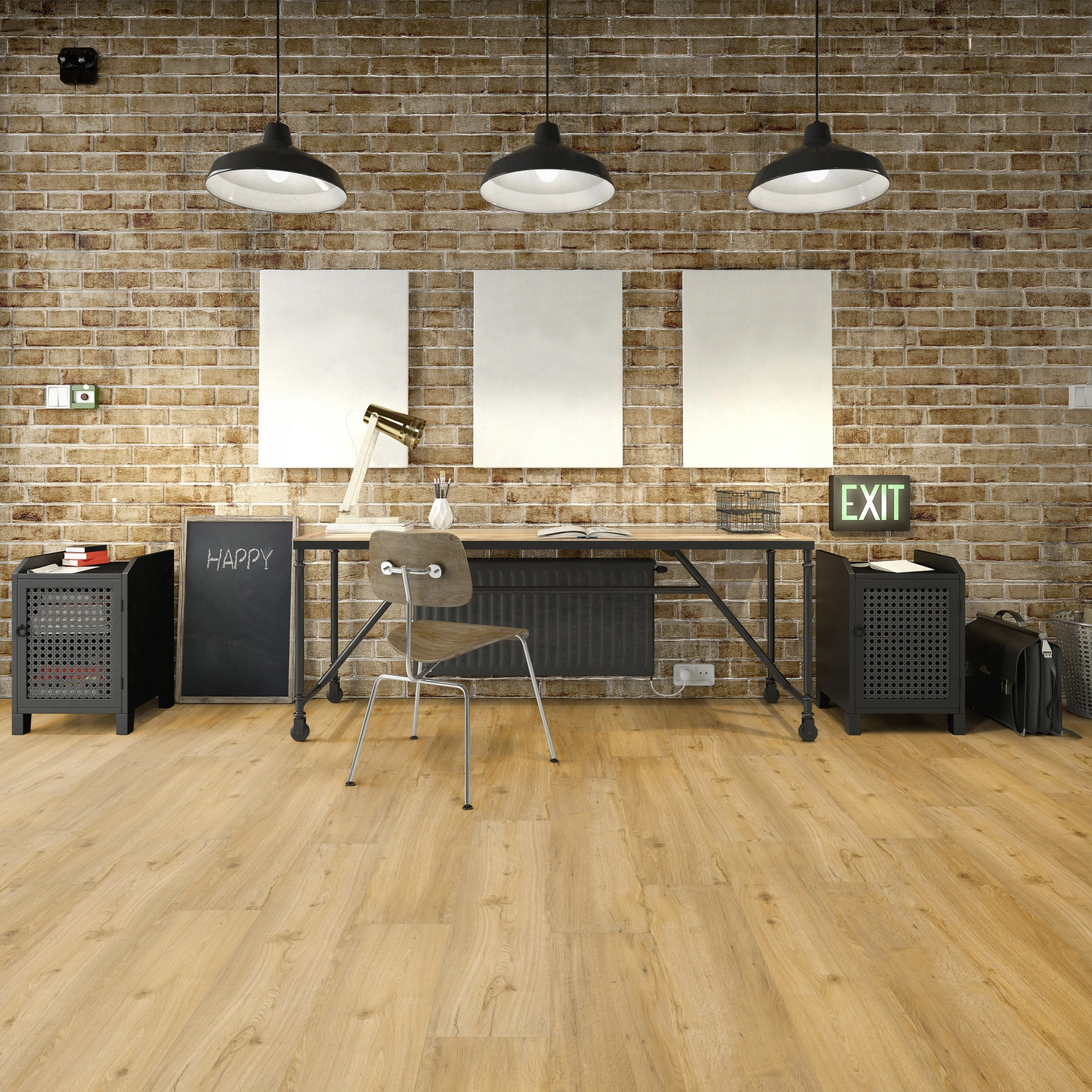 Milieubild Industrielles Wohnzimmer mit Arbeitsbereich - Friends by ter Hürne Klebe-Vinyl Eiche Conny Milieubild Industrielles Wohnzimmer mit Arbeitsbereich - Friends by ter Hürne 1188210003