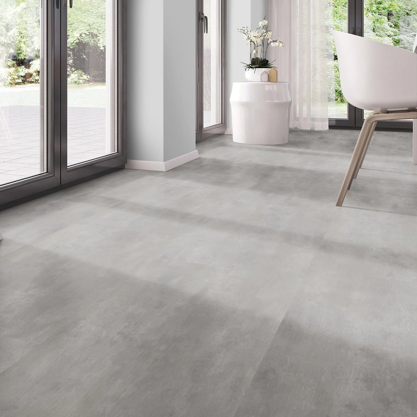 Milieubild Modernes Esszimmer - bodentiefe Perspektive - nexflor Klebe-Vinyl Oreios Collection Helicon Milieubild Modernes Esszimmer - bodentiefe Perspektive - nexflor NXF-51030-001