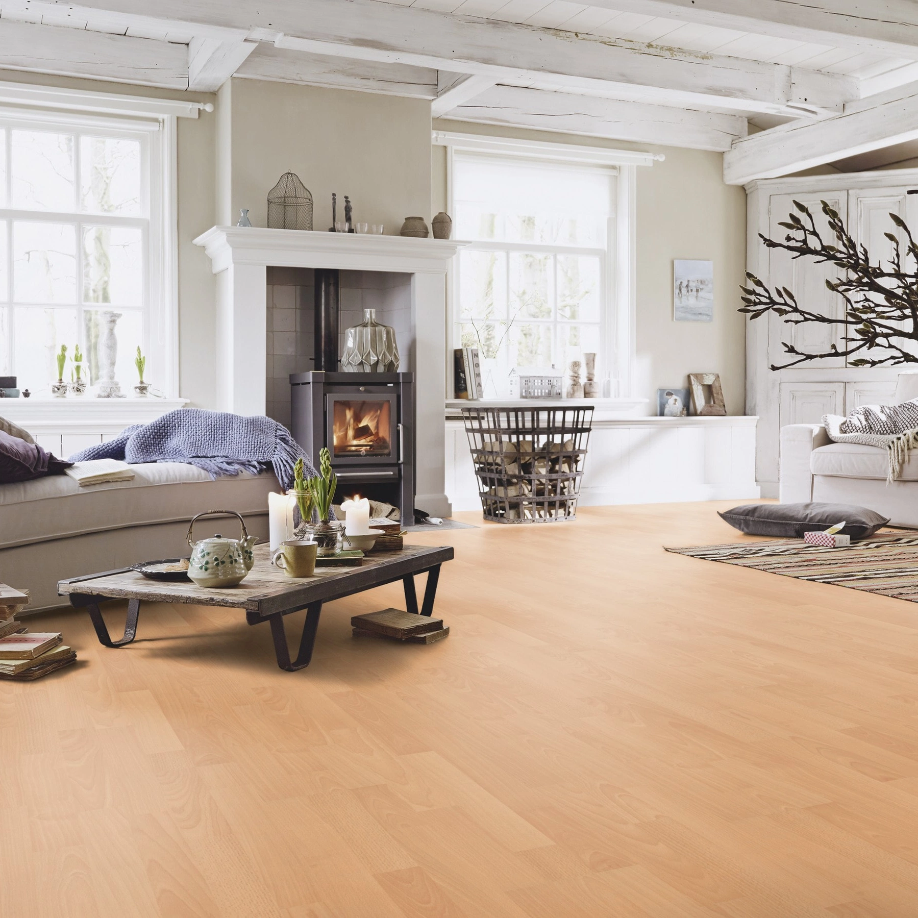 Milieubild Wohnzimmer im Landhaus-Stil - MEISTER Laminat LC 55 Buche Milieubild Wohnzimmer im Landhaus-Stil - MEISTER 600012-1288198-06201