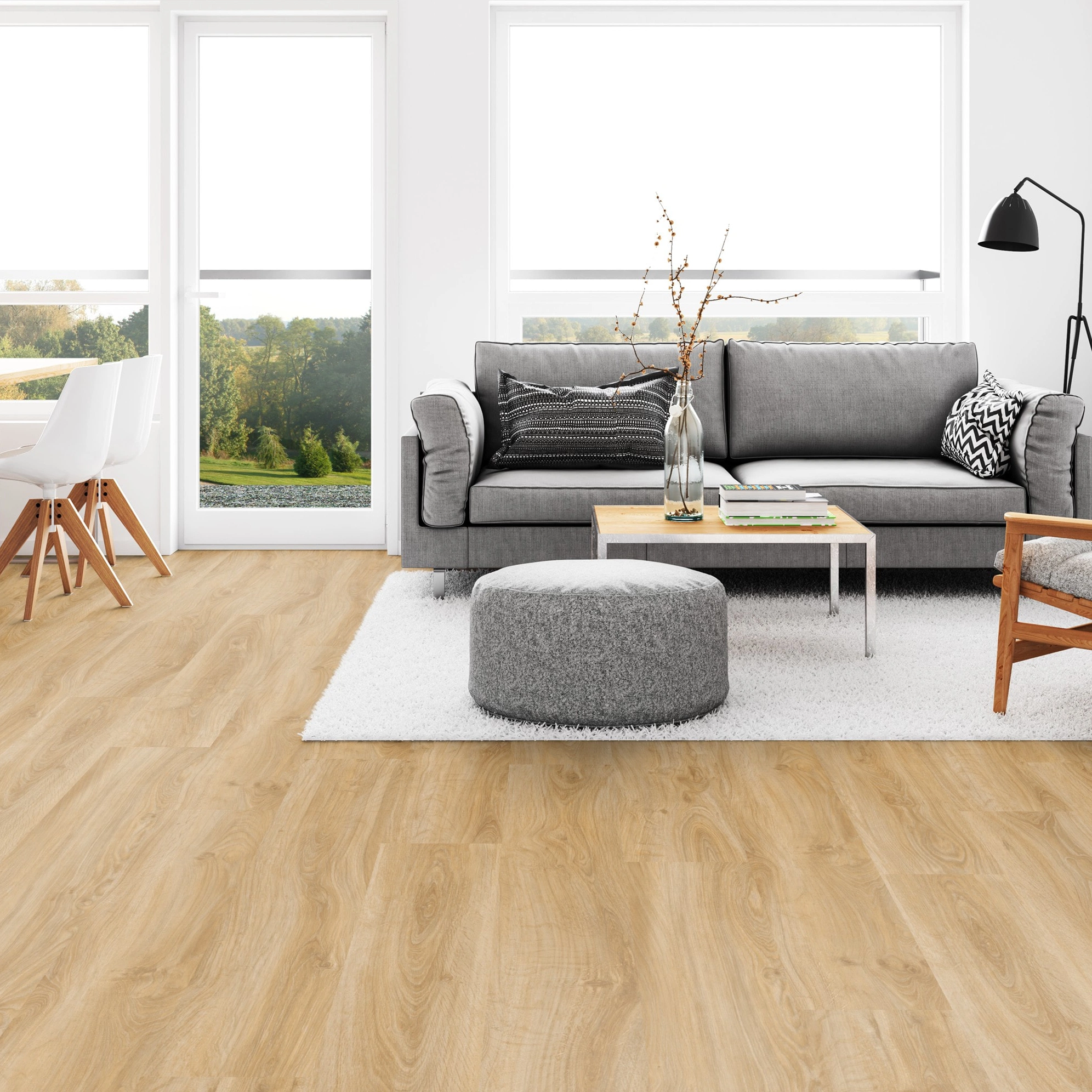 Milieubild Wohnzimmer mit Esszimmer - Tarkett Klebe-Vinyl iD Inspiration 30 CLASSICS English Oak Classical Milieubild Wohnzimmer mit Esszimmer - Tarkett 24524008
