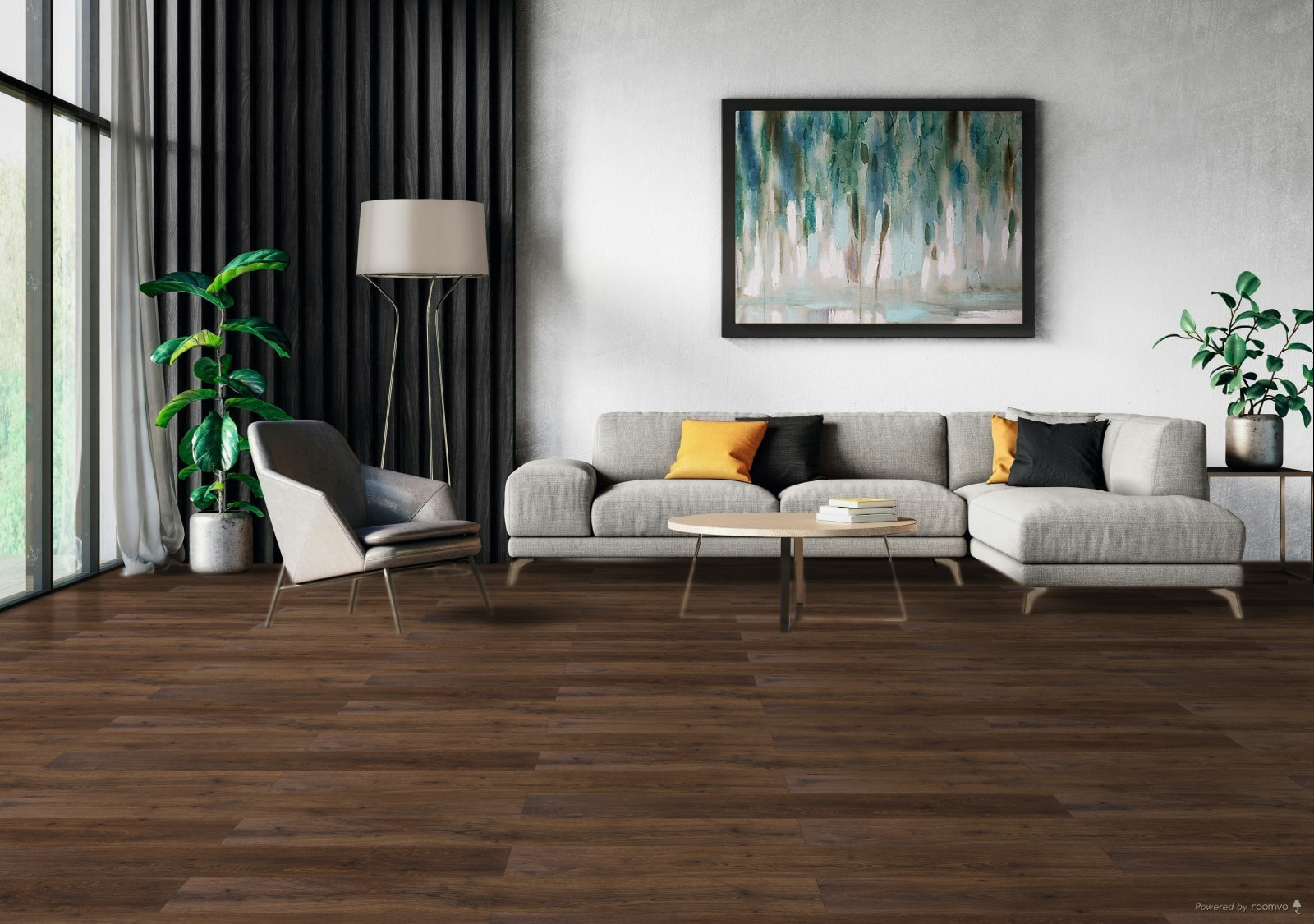 Milieubild Modernes Wohnzimmer mit Sessel und Sofa - BerryAlloc 60002221