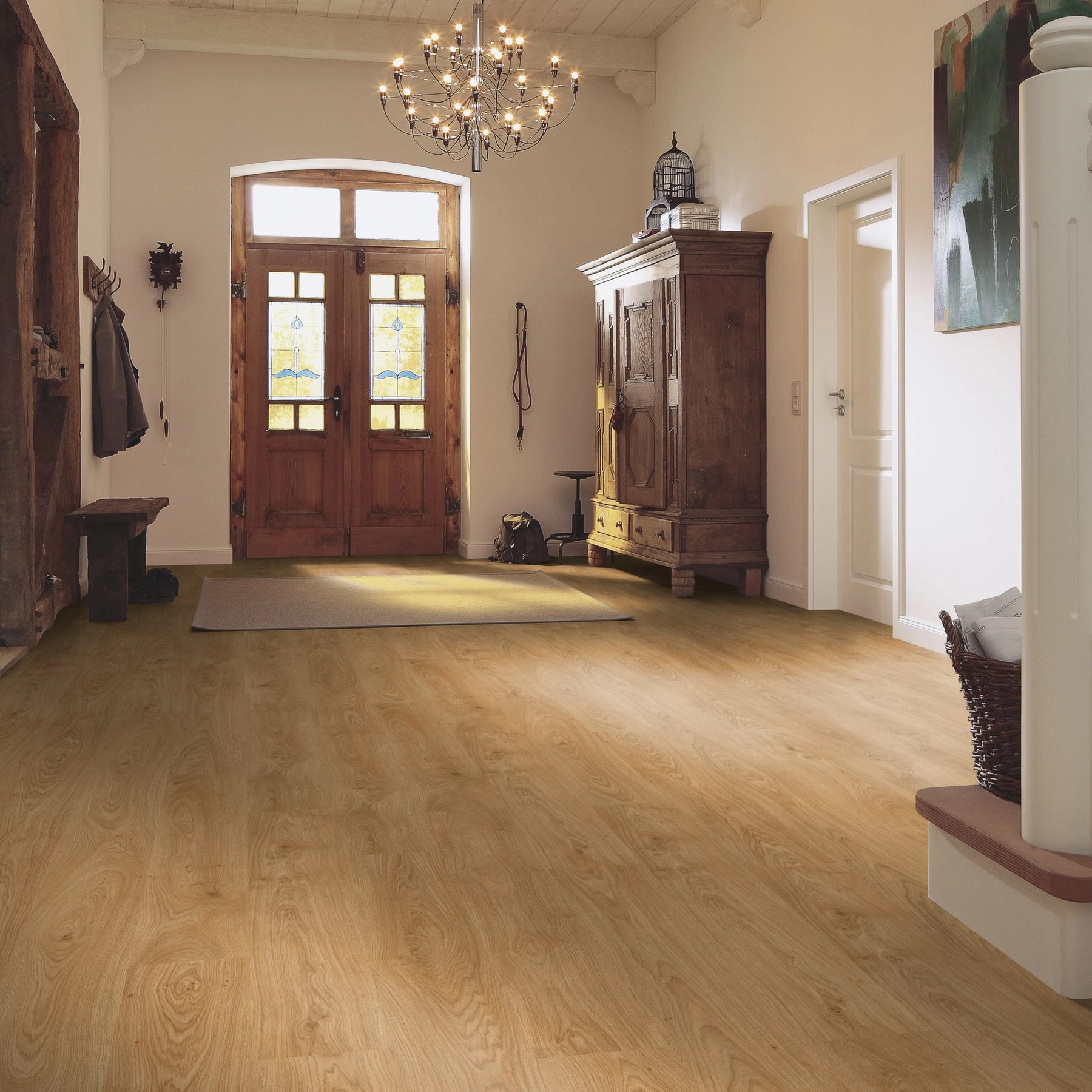 Milieubild Eingangsbereich mit Flur im Landhaus-Stil - MEISTER Laminat LC 150 Ufereiche honig Milieubild Eingangsbereich mit Flur im Landhaus-Stil - MEISTER 600014-1288198-07127