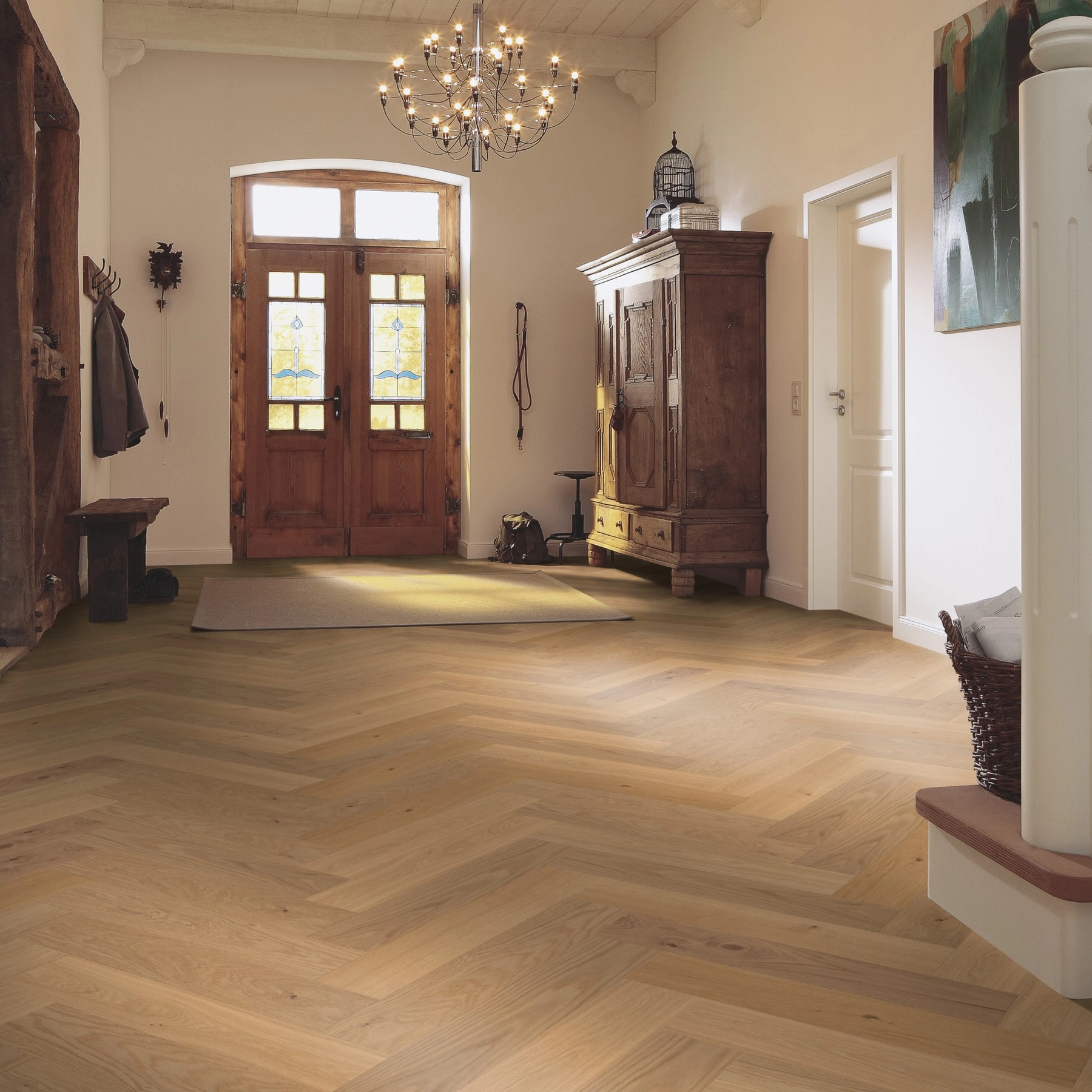 Milieubild Eingangsbereich mit Flur im Landhaus-Stil - MEISTER Holzboden HS 500 Lindura Eiche classic Milieubild Eingangsbereich mit Flur im Landhaus-Stil - MEISTER 500010-0700140-08925