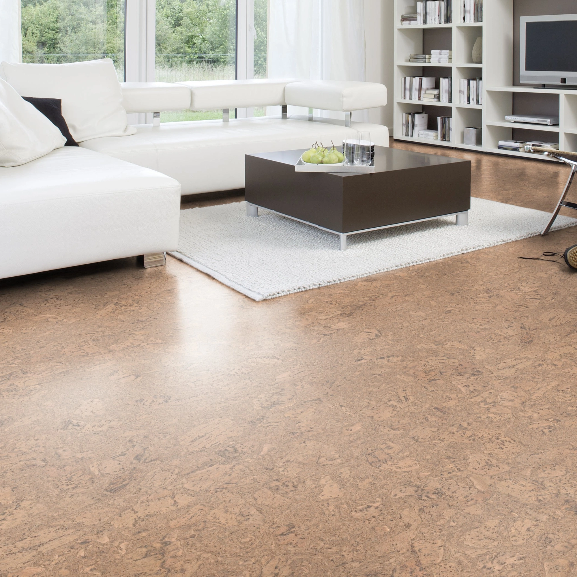 Milieubild Modernes Wohnzimmer mit Wohnlandschaft - Wicanders Wise HDF Klick-Korkboden cork Essence Personality Champagne Milieubild Modernes Wohnzimmer mit Wohnlandschaft - Wicanders Wise 80002263