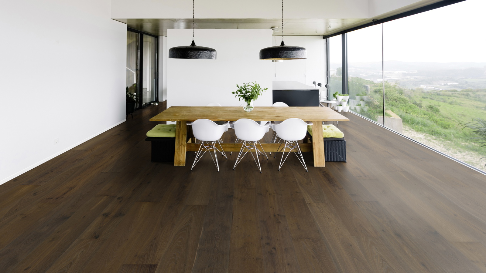 Milieubild Modernes Esszimmer mit Blick in die Natur - Bennett & Jones 1148012294