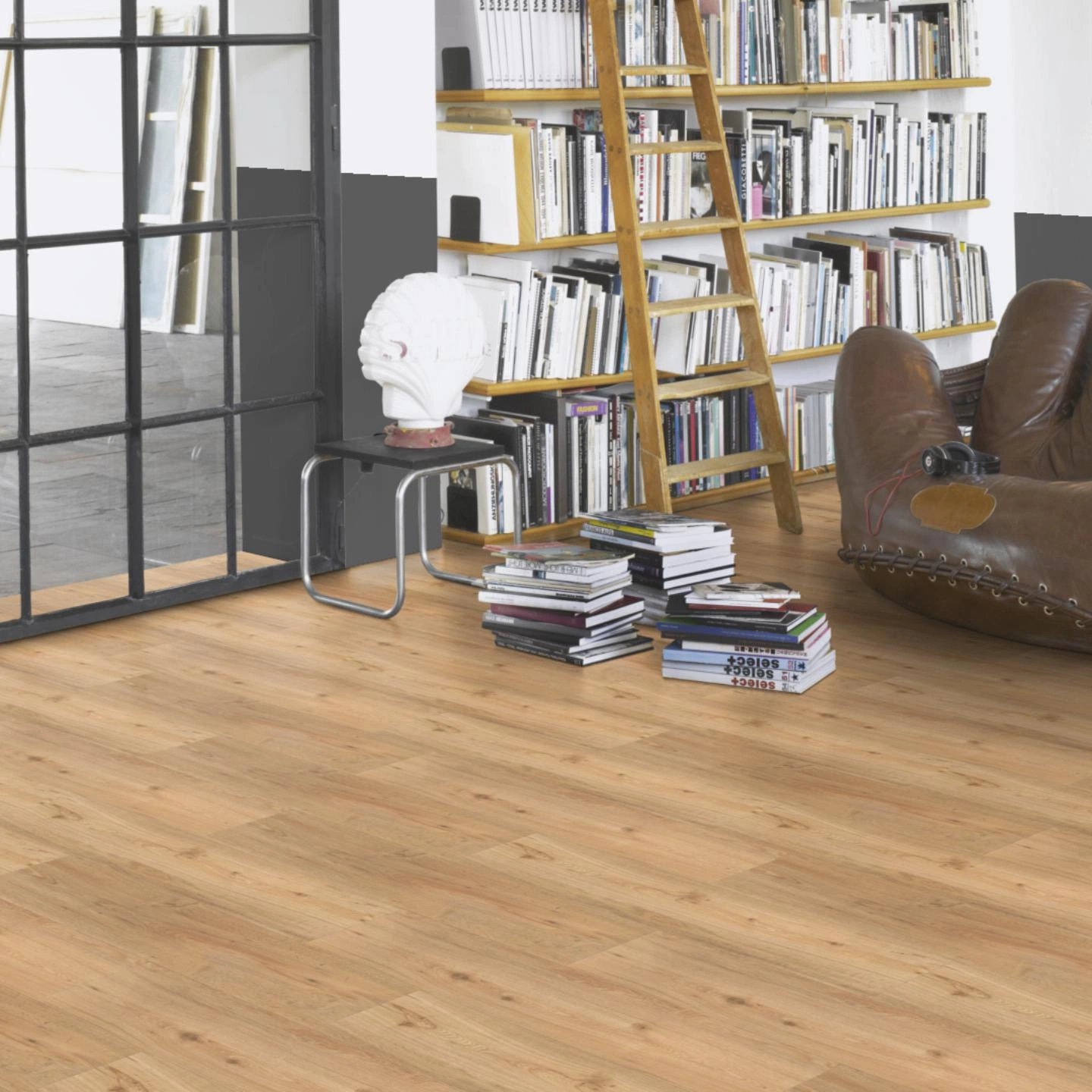 Milieubild Modernes Wohnzimmer mit Atelier - Parador Rigid Klick-Vinyl Classic 2070 Eiche natur Milieubild Modernes Wohnzimmer mit Atelier - Parador 1744633