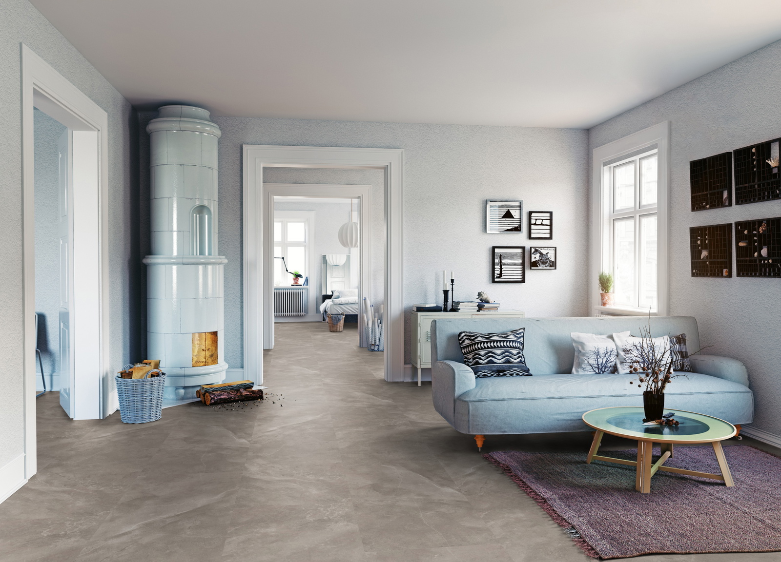 Milieubild Wohnzimmer mit Sofa und Kachelofen - ter Hürne 1101270304