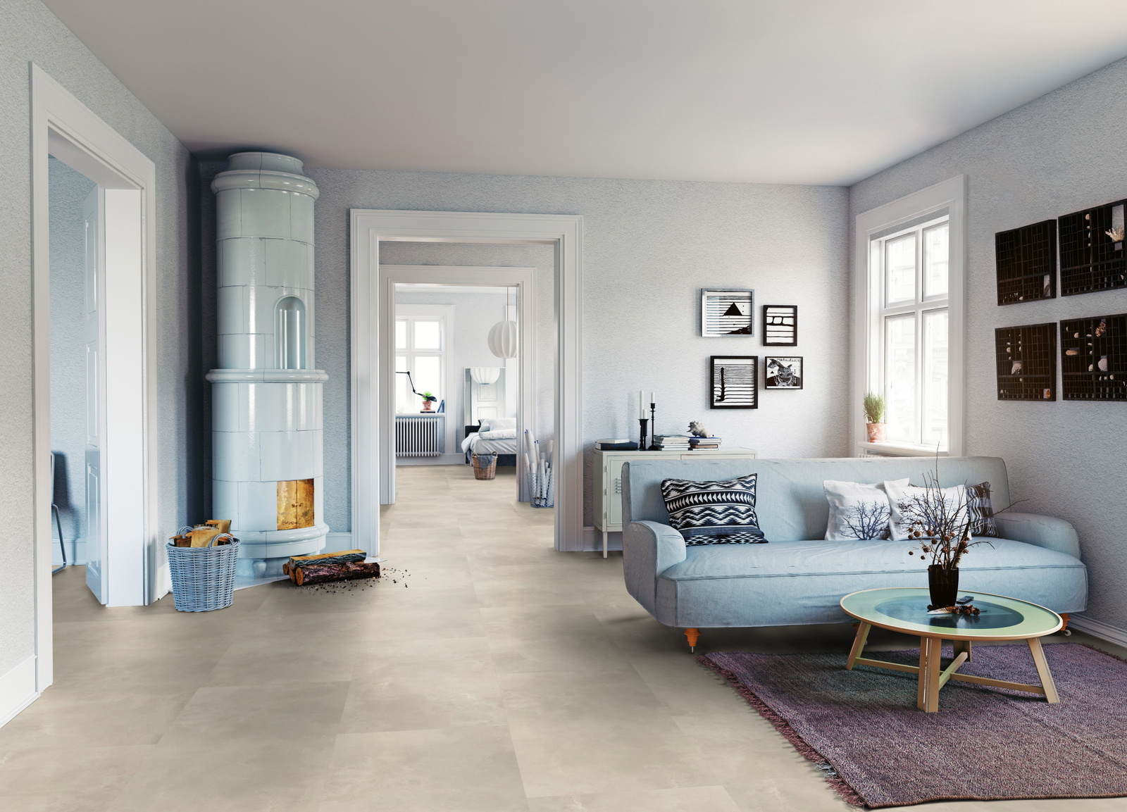 Milieubild Wohnzimmer mit Sofa und Kachelofen - ter Hürne 1101270301