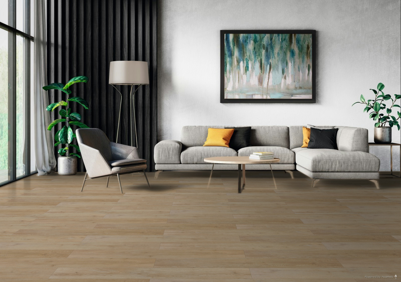Milieubild Modernes Wohnzimmer mit Sessel und Sofa - BerryAlloc 60002224