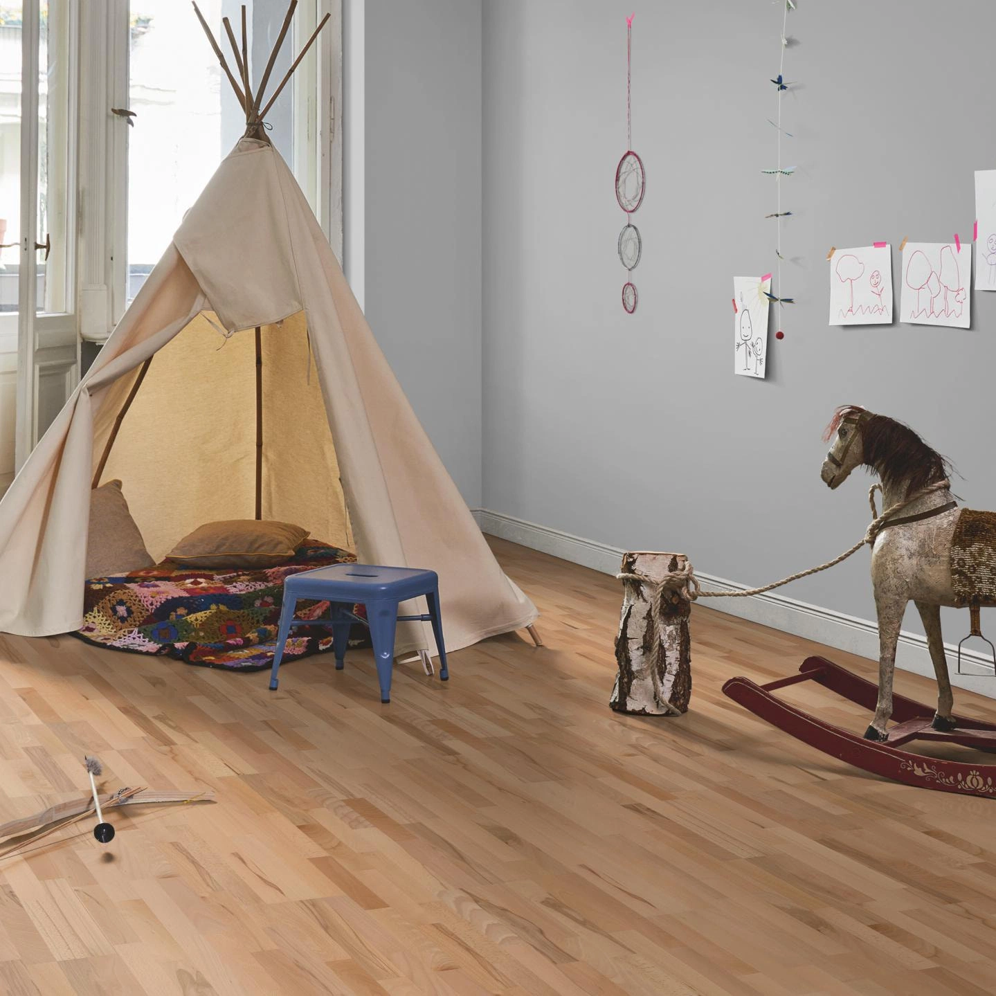Milieubild Kinderzimmer in Stadtwohnung - Parador Parkett Basic 11-5 Buche Milieubild Kinderzimmer in Stadtwohnung - Parador 1518246