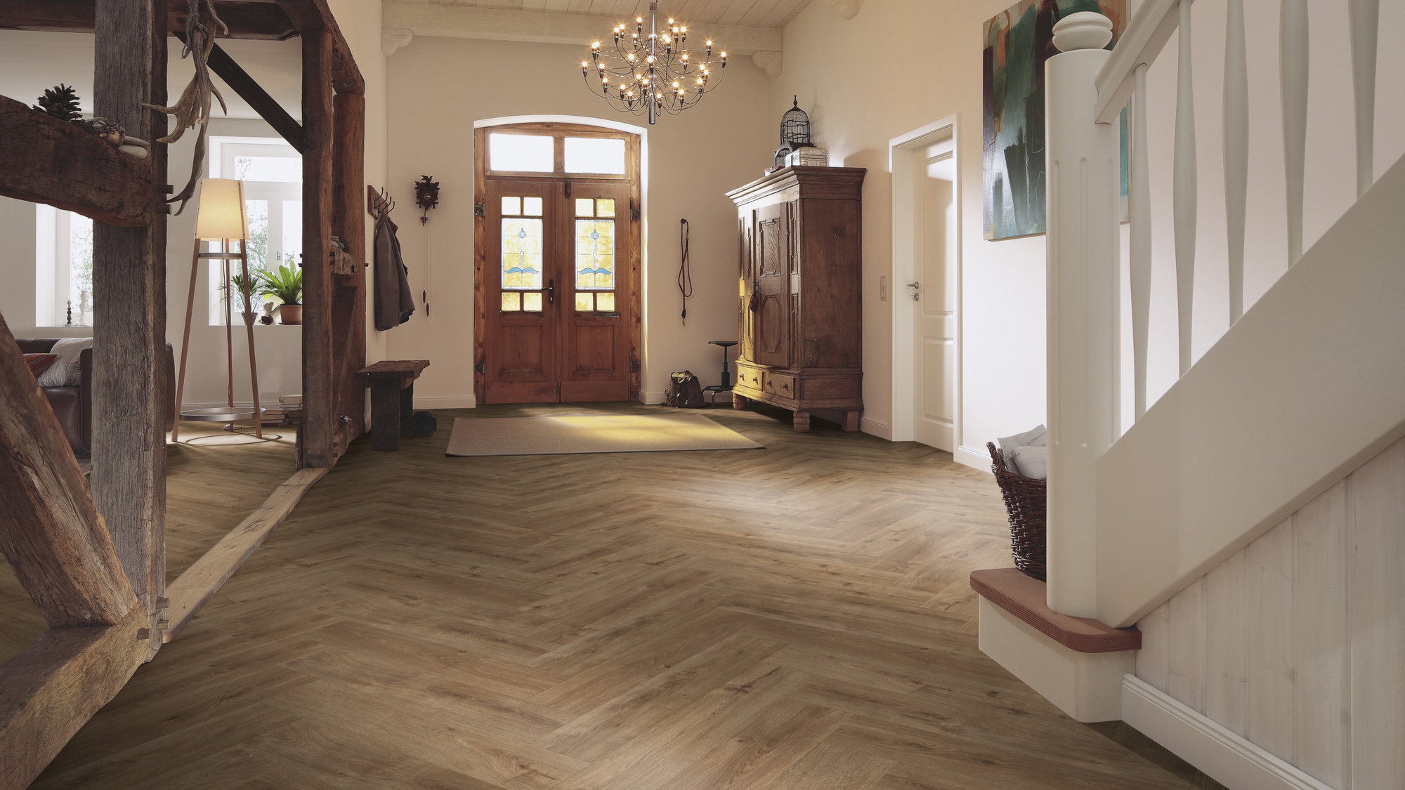Milieubild Eingangsbereich mit Flur im Landhaus-Stil - MEISTER Laminat LS 350 Eiche Bernstein Milieubild Eingangsbereich mit Flur im Landhaus-Stil - MEISTER 600001-0840168-07002