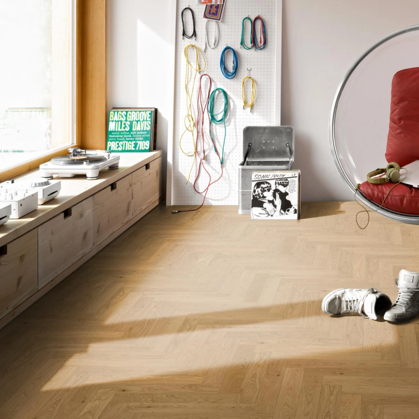Milieubild Musikzimmer mit Plattenspieler - Parador Parkett Trendtime 3 Eiche Bardolino natur Milieubild Musikzimmer mit Plattenspieler - Parador 1748884