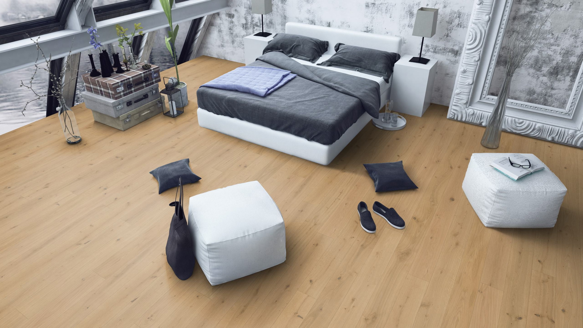 Admonter Parkett FLOORs Eiche stone basic Gebürstete Struktur Natur-Geölt