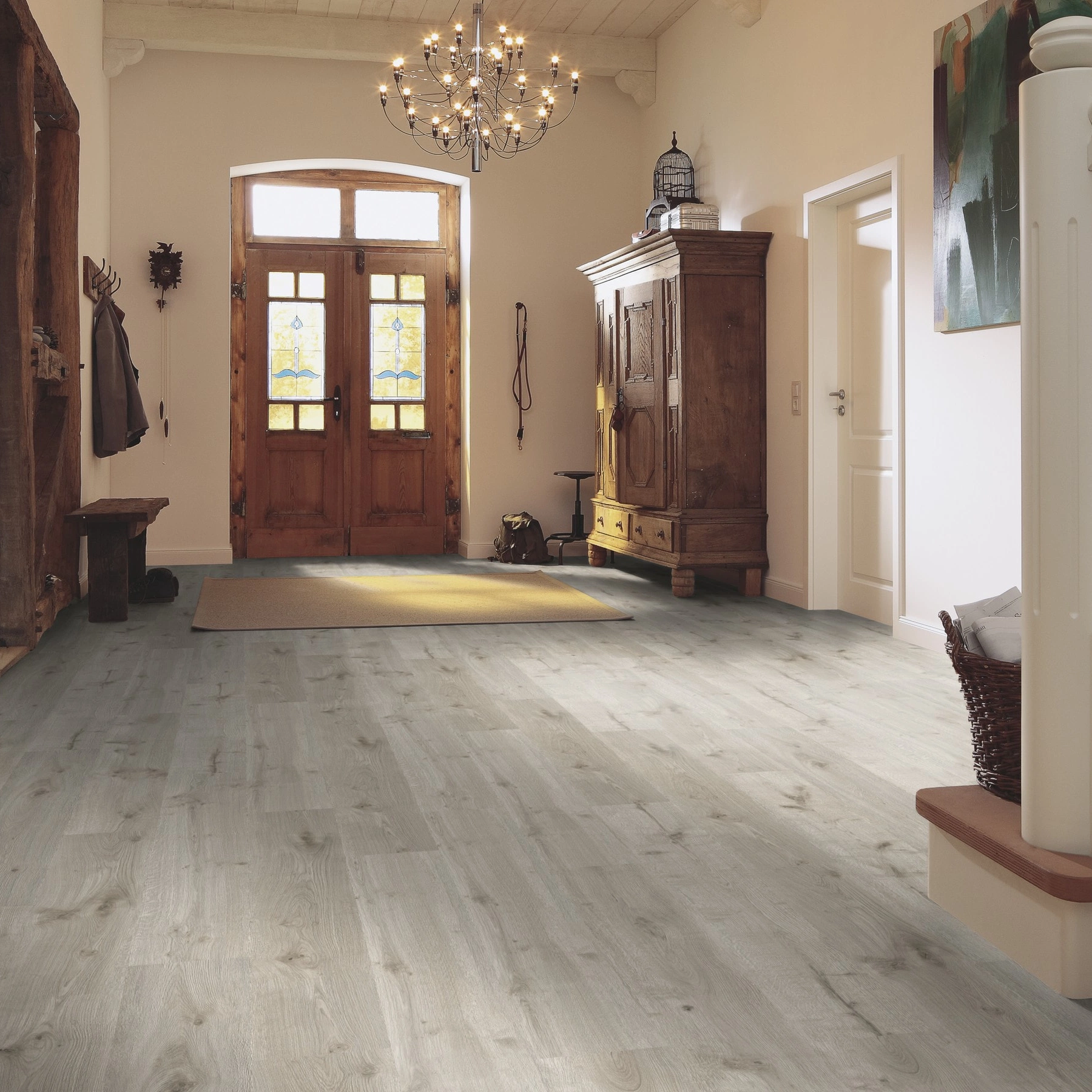 Milieubild Eingangsbereich mit Flur im Landhaus-Stil - MEISTER Laminat LC 55 White Oak Milieubild Eingangsbereich mit Flur im Landhaus-Stil - MEISTER 600012-1288198-06670