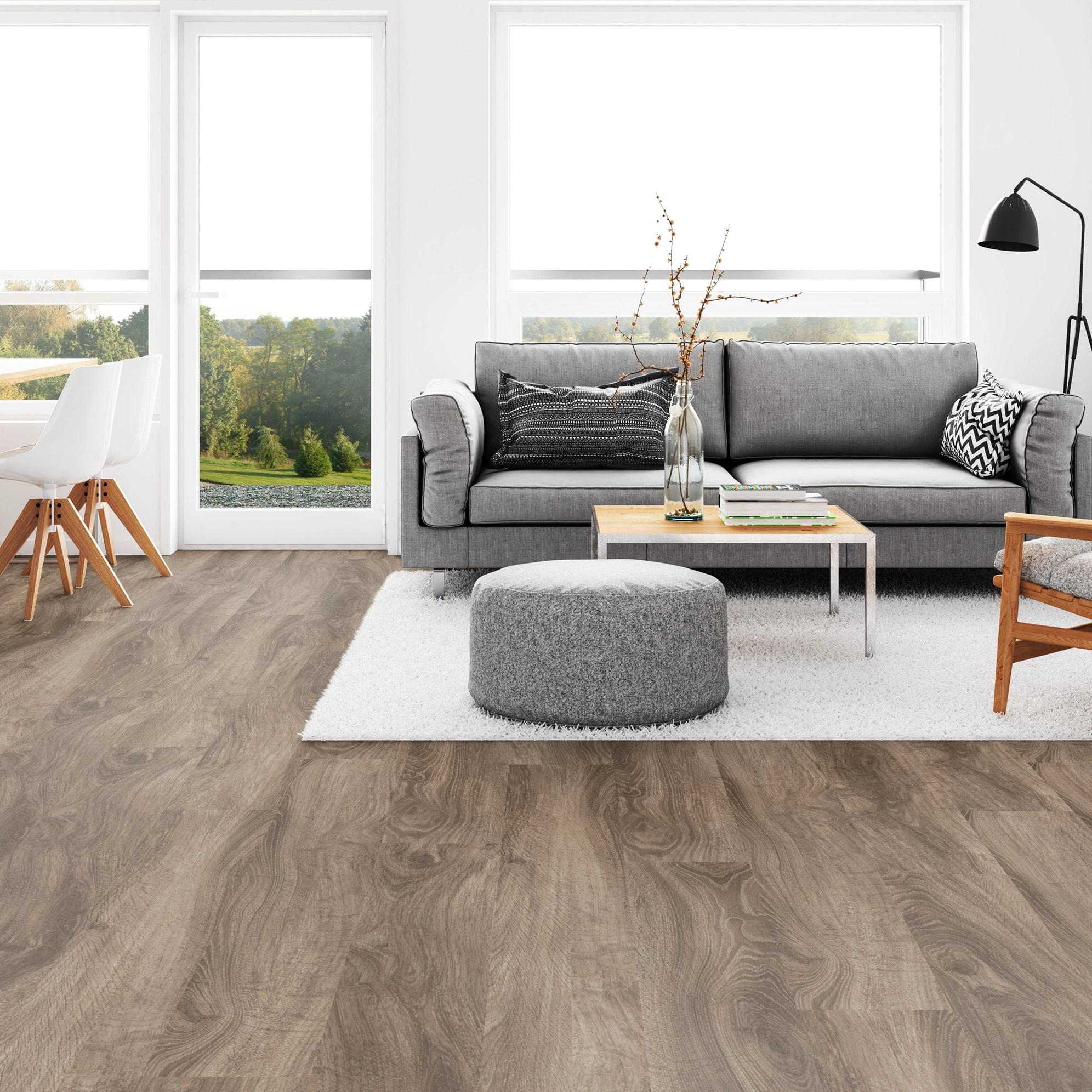 Milieubild Wohnzimmer mit Esszimmer - Tarkett Klebe-Vinyl iD Inspiration 30 CLASSICS English Oak Brown Milieubild Wohnzimmer mit Esszimmer - Tarkett 24524009