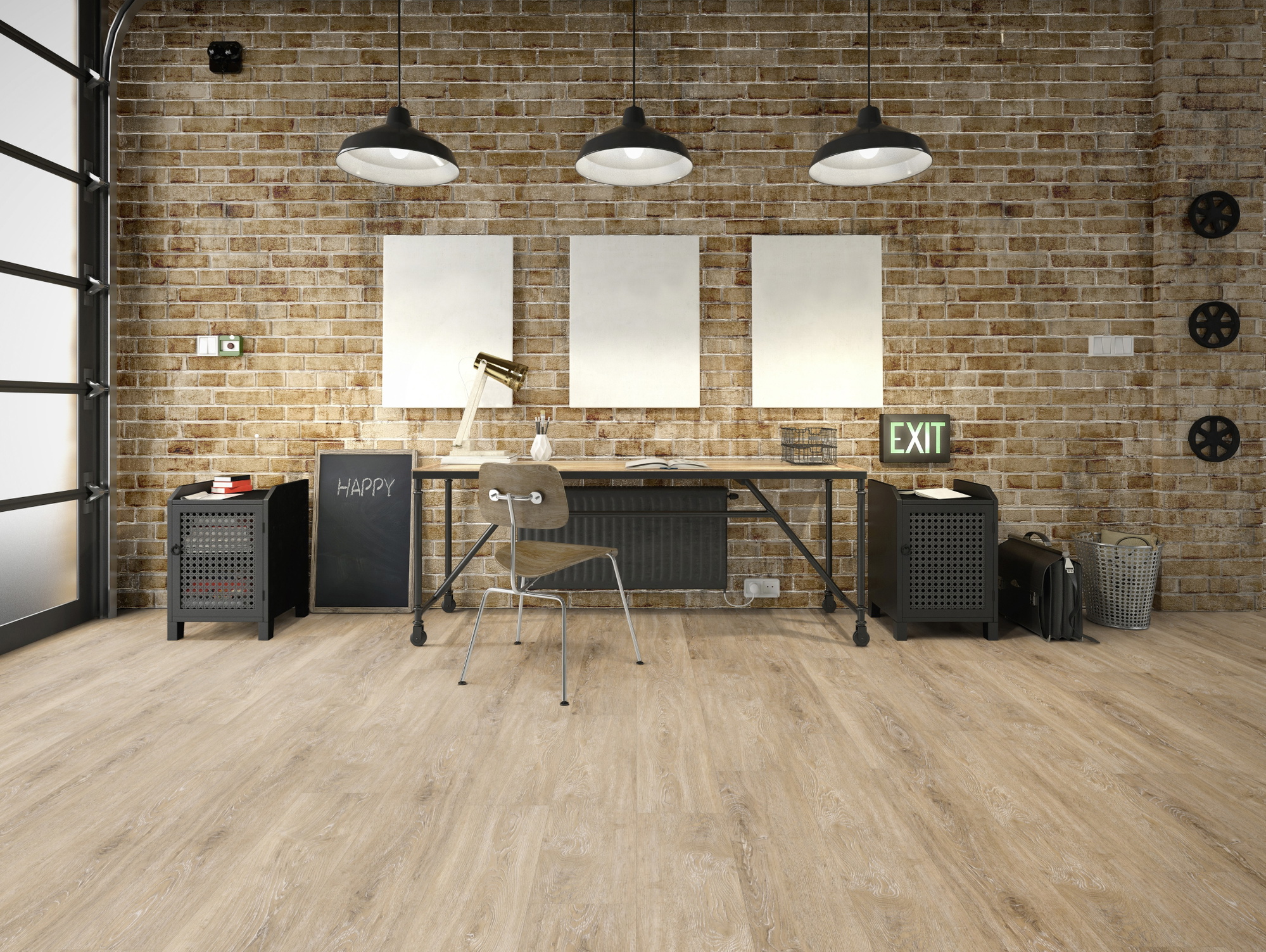 Milieubild Industrielles Wohnzimmer mit Arbeitsbereich - Friends by ter Hürne Klebe-Vinyl Eiche Vincent Milieubild Industrielles Wohnzimmer mit Arbeitsbereich - Friends by ter Hürne 1188210002