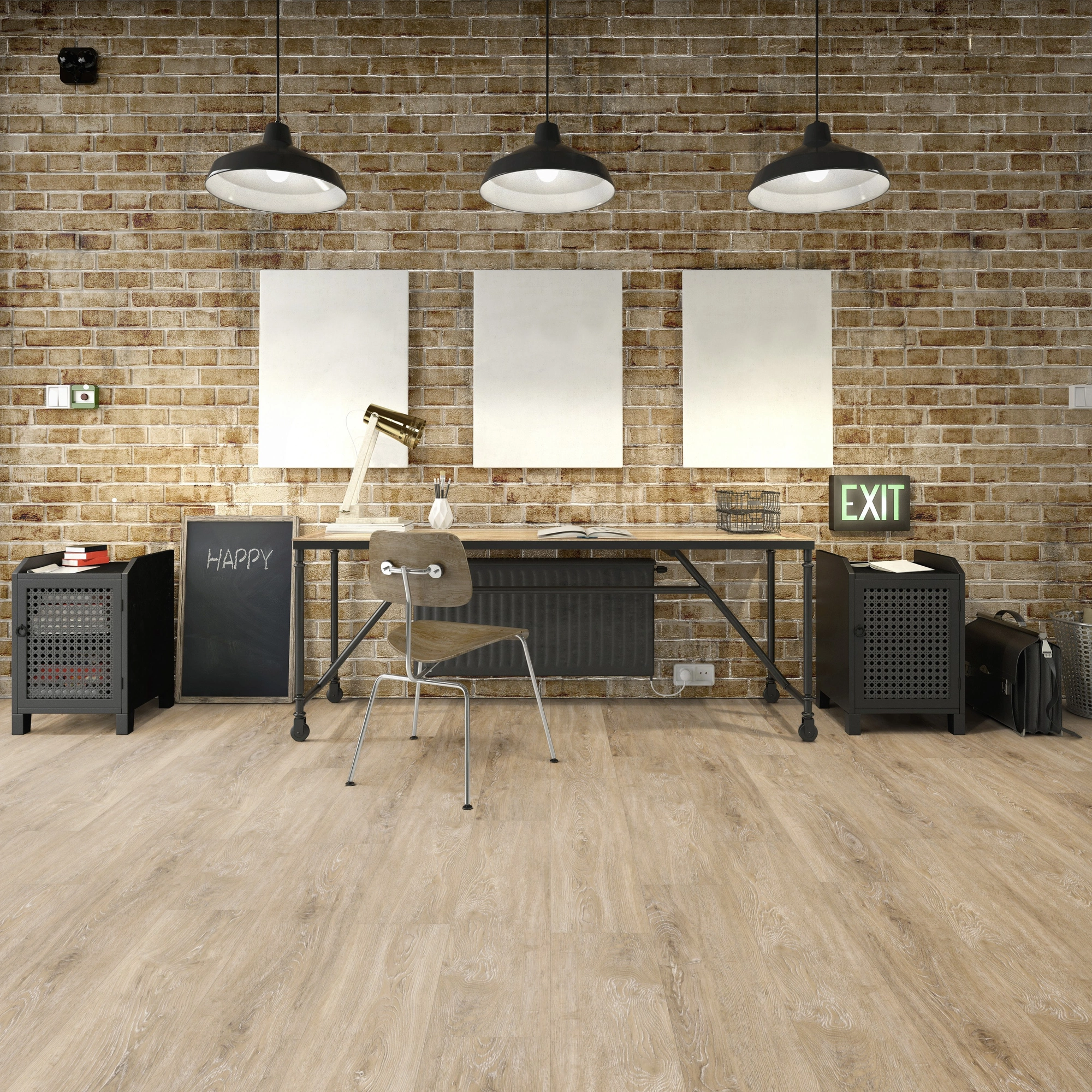 Milieubild Industrielles Wohnzimmer mit Arbeitsbereich - Friends by ter Hürne Klebe-Vinyl Eiche Vincent Milieubild Industrielles Wohnzimmer mit Arbeitsbereich - Friends by ter Hürne 1188210002