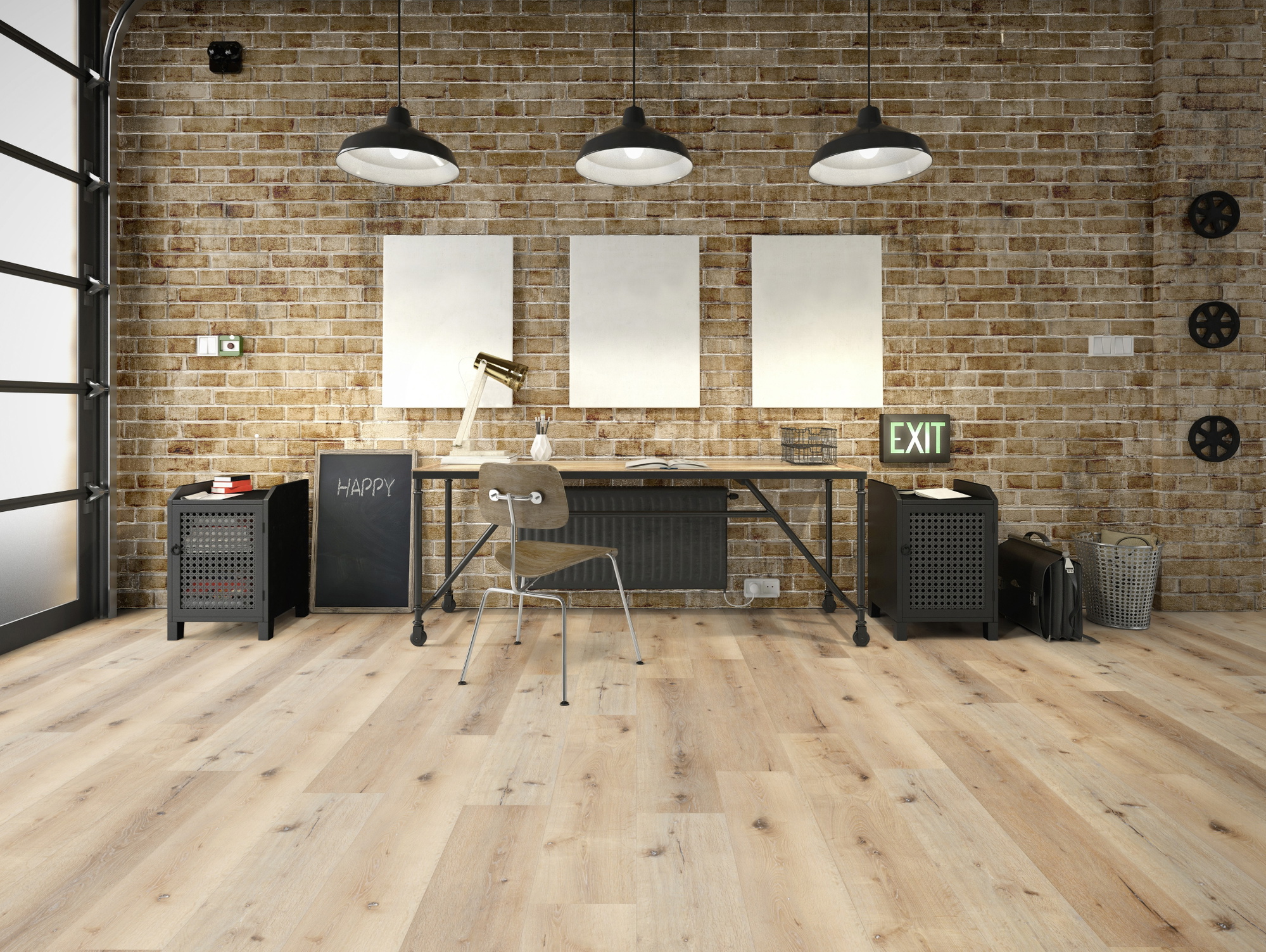 Milieubild Industrielles Wohnzimmer mit Arbeitsbereich - Friends by ter Hürne Klebe-Vinyl Eiche Carl Milieubild Industrielles Wohnzimmer mit Arbeitsbereich - Friends by ter Hürne 1188210005