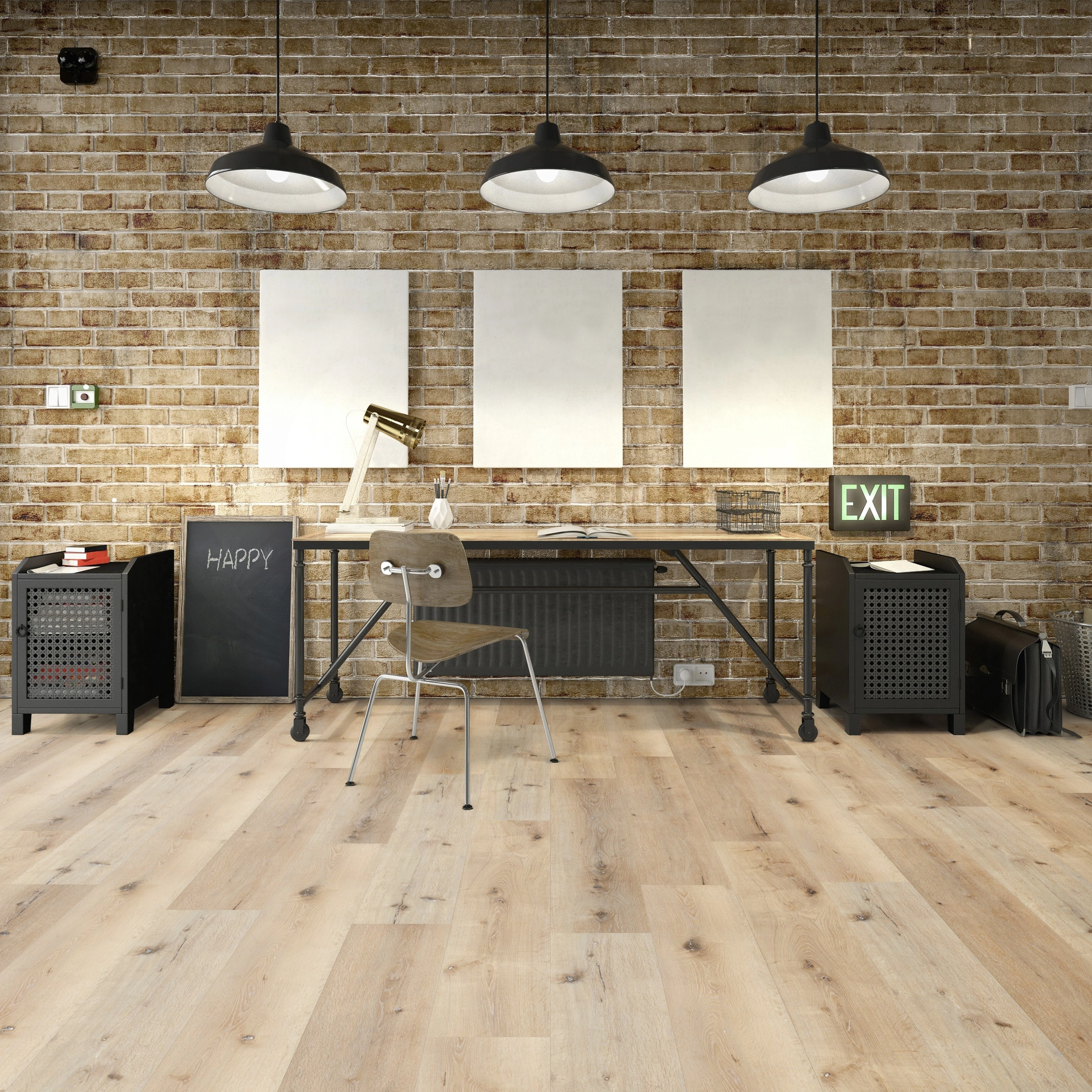 Milieubild Industrielles Wohnzimmer mit Arbeitsbereich - Friends by ter Hürne Klebe-Vinyl Eiche Carl Milieubild Industrielles Wohnzimmer mit Arbeitsbereich - Friends by ter Hürne 1188210005