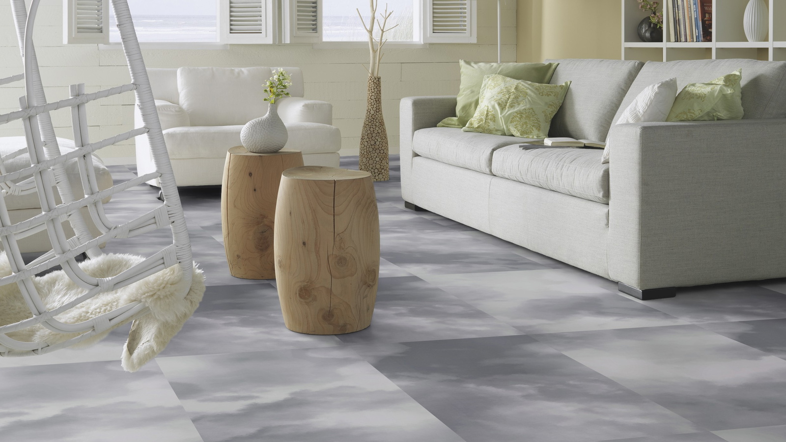 Milieubild Modernes, freundliches Wohnzimmer mit Sofa - Forbo Flooring 243750
