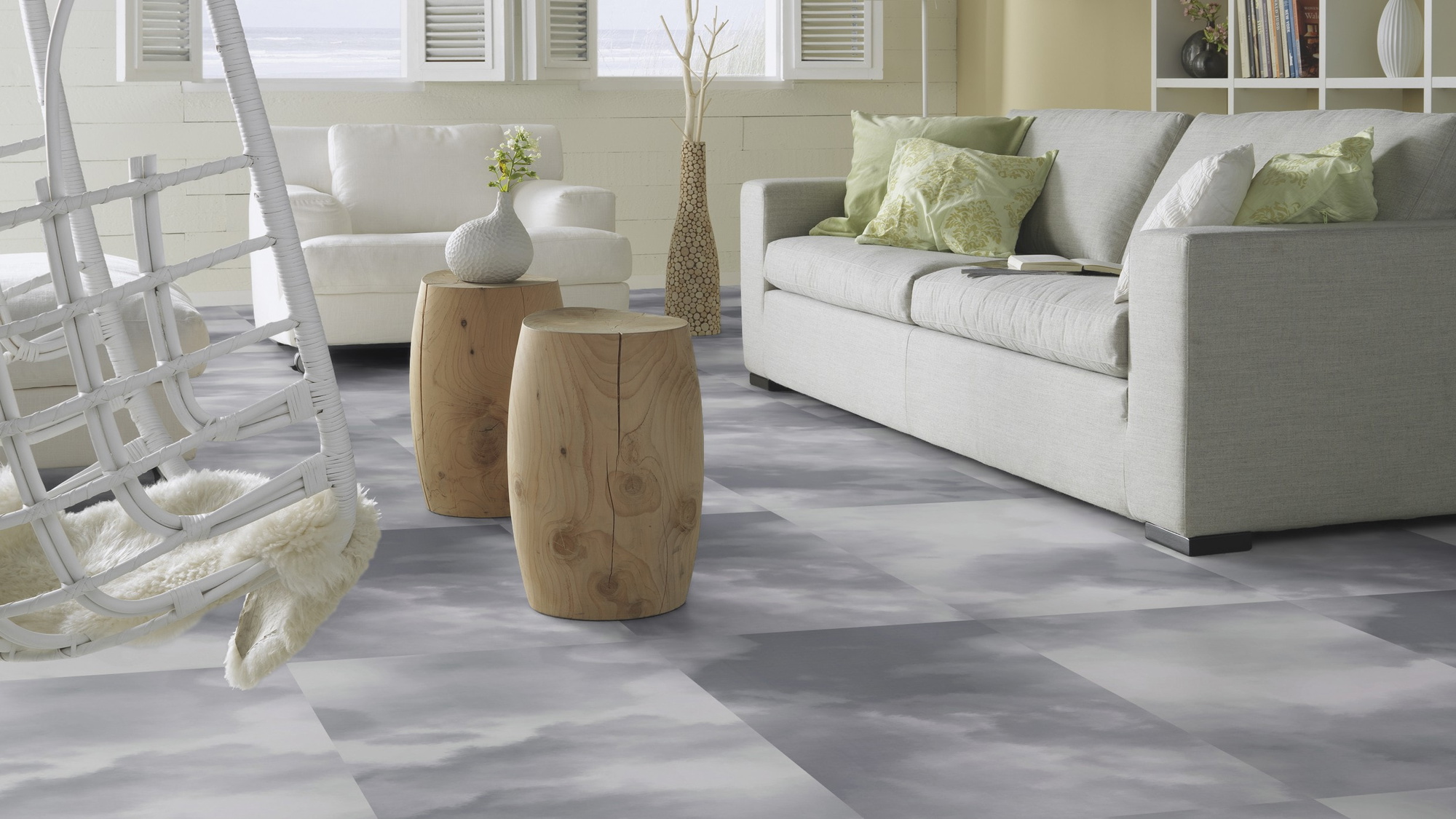Milieubild Modernes, freundliches Wohnzimmer mit Sofa - Forbo Flooring 243750
