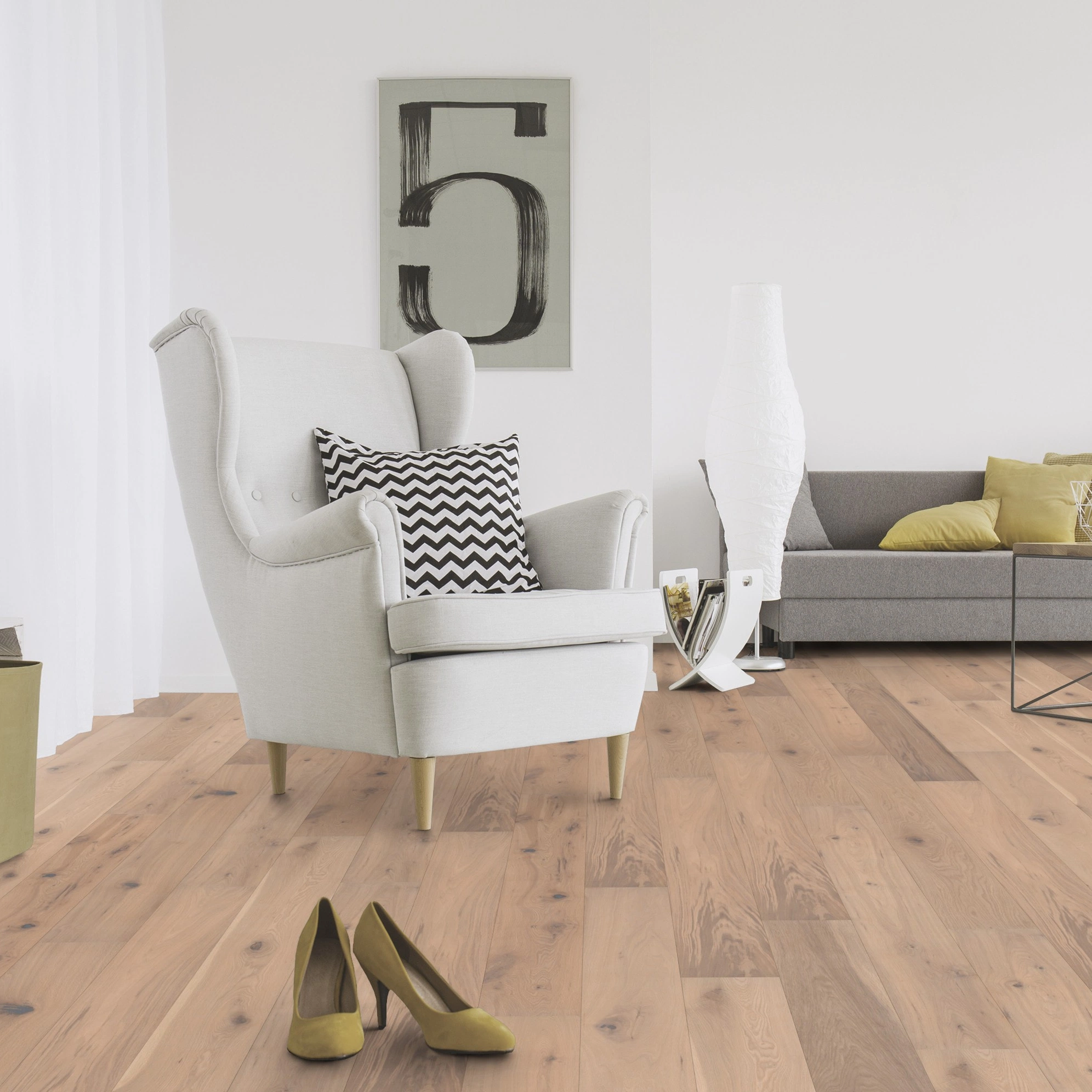 Milieubild Wohnzimmer mit Sessel und Sofa - Wicanders Wise Parkett Manor House Lumley Milieubild Wohnzimmer mit Sessel und Sofa - Wicanders Wise 82000105