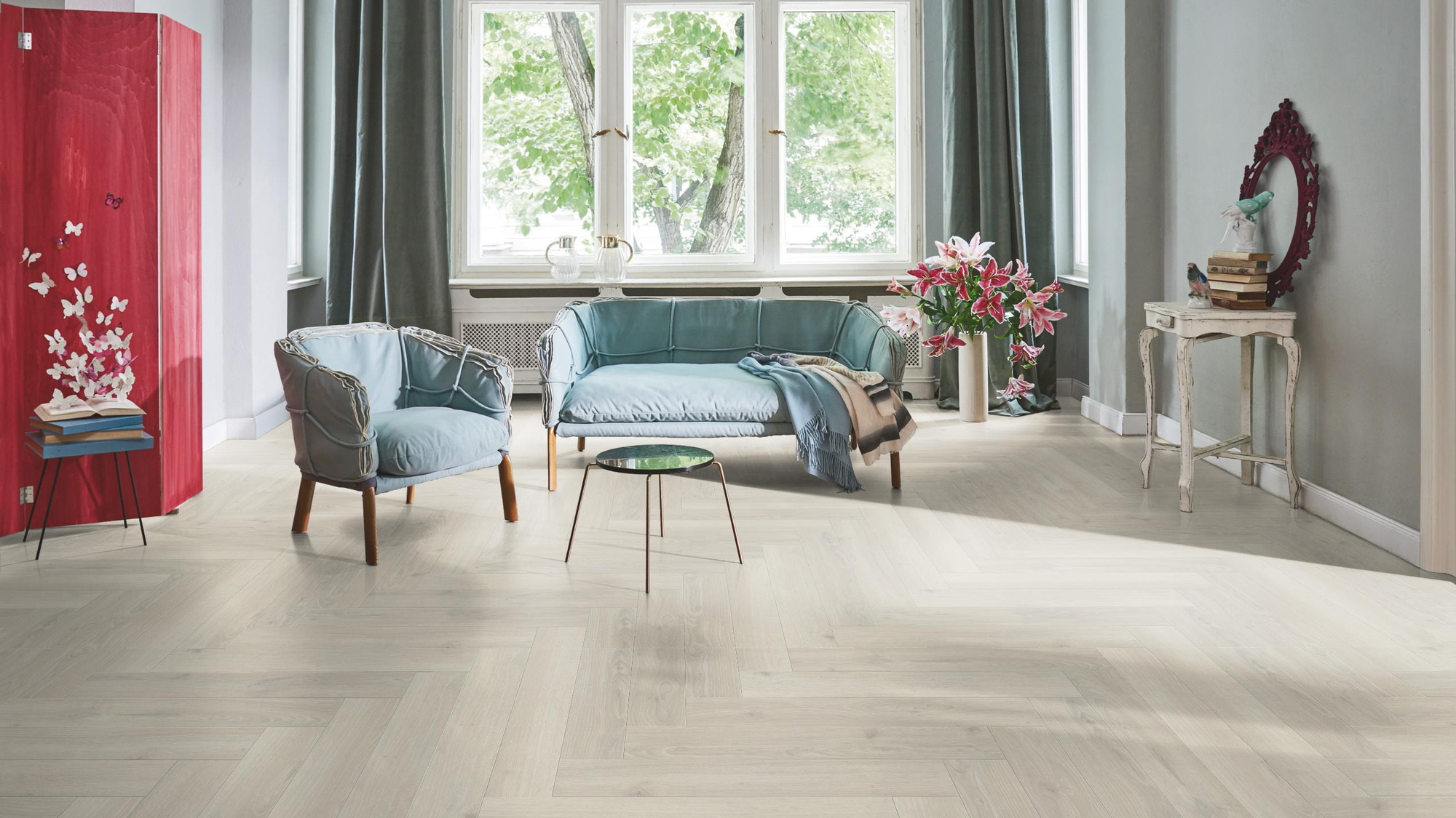Parador Laminat Trendtime 3 Eiche Skyline weiß Naturmattstruktur mit Synchronstruktur Parador Laminat Trendtime 3 Eiche Skyline weiß Naturmattstruktur mit Synchronstruktur