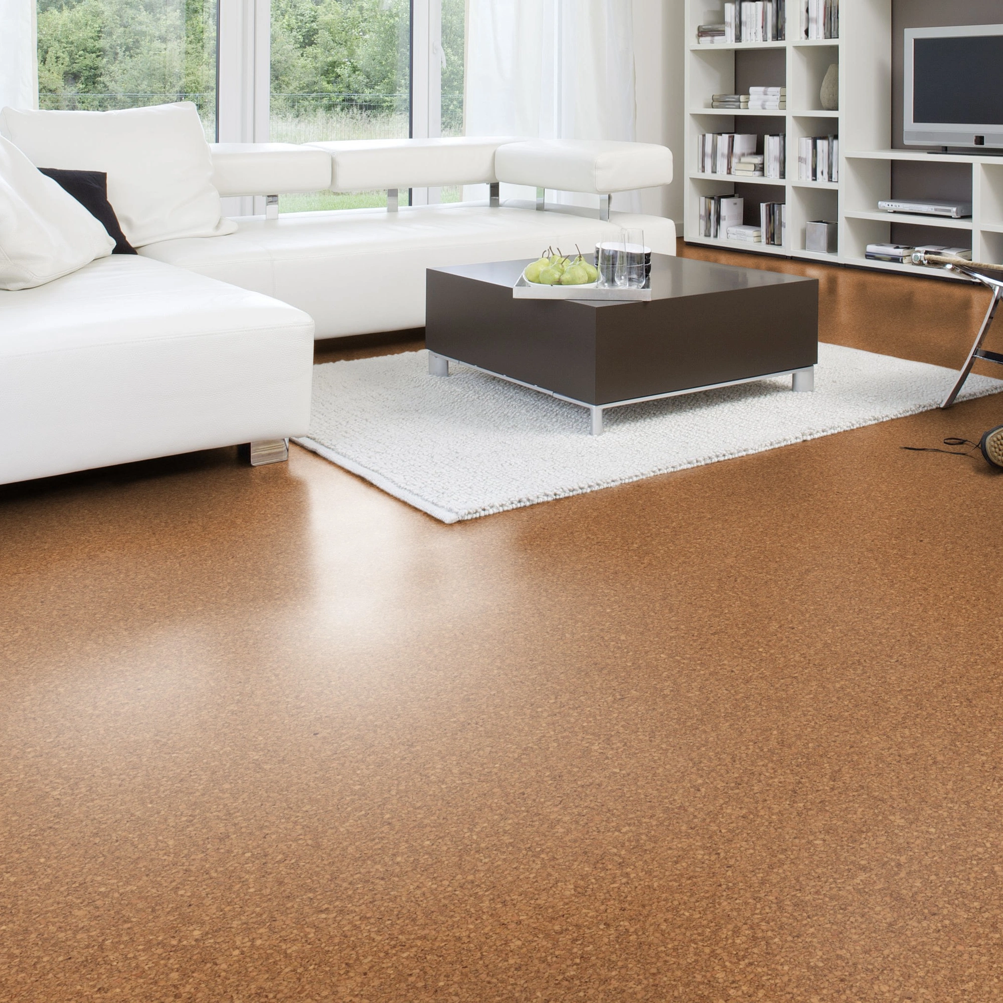Milieubild Modernes Wohnzimmer mit Wohnlandschaft - Wicanders HDF Klick-Korkboden cork Essence Originals Natural Milieubild Modernes Wohnzimmer mit Wohnlandschaft - Wicanders 80002234
